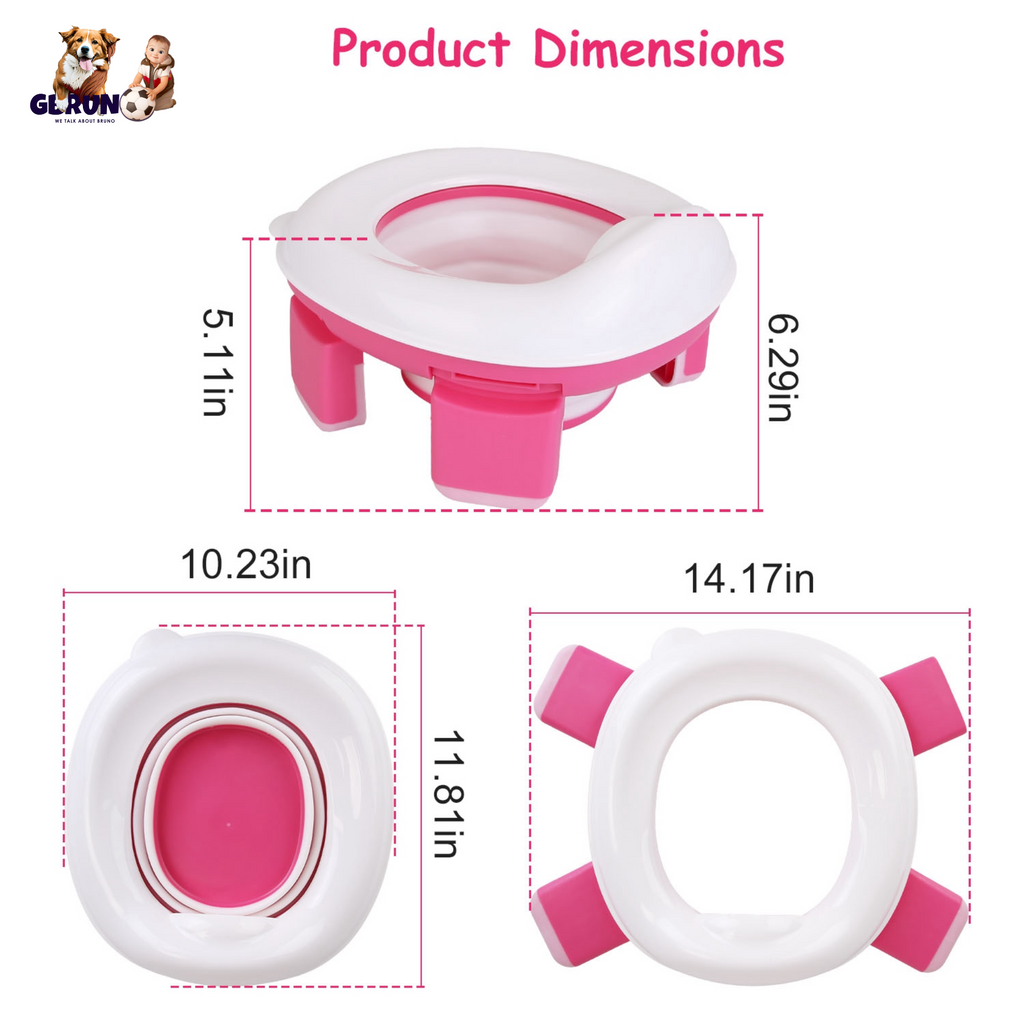 Portable Toddler Potty Toilet Foldable Potty Training Seat Cover with Splash Guard Include Storage Bag 20Psc Potty Bags Baby Toilet Trainer for Indoor