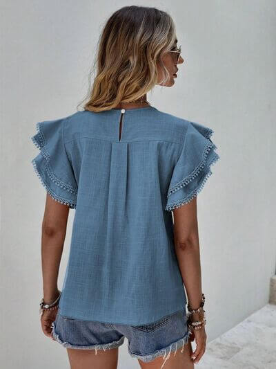 Denise Ruffle Cap Sleeve Blouse – Elegant Top for Work & Everyday