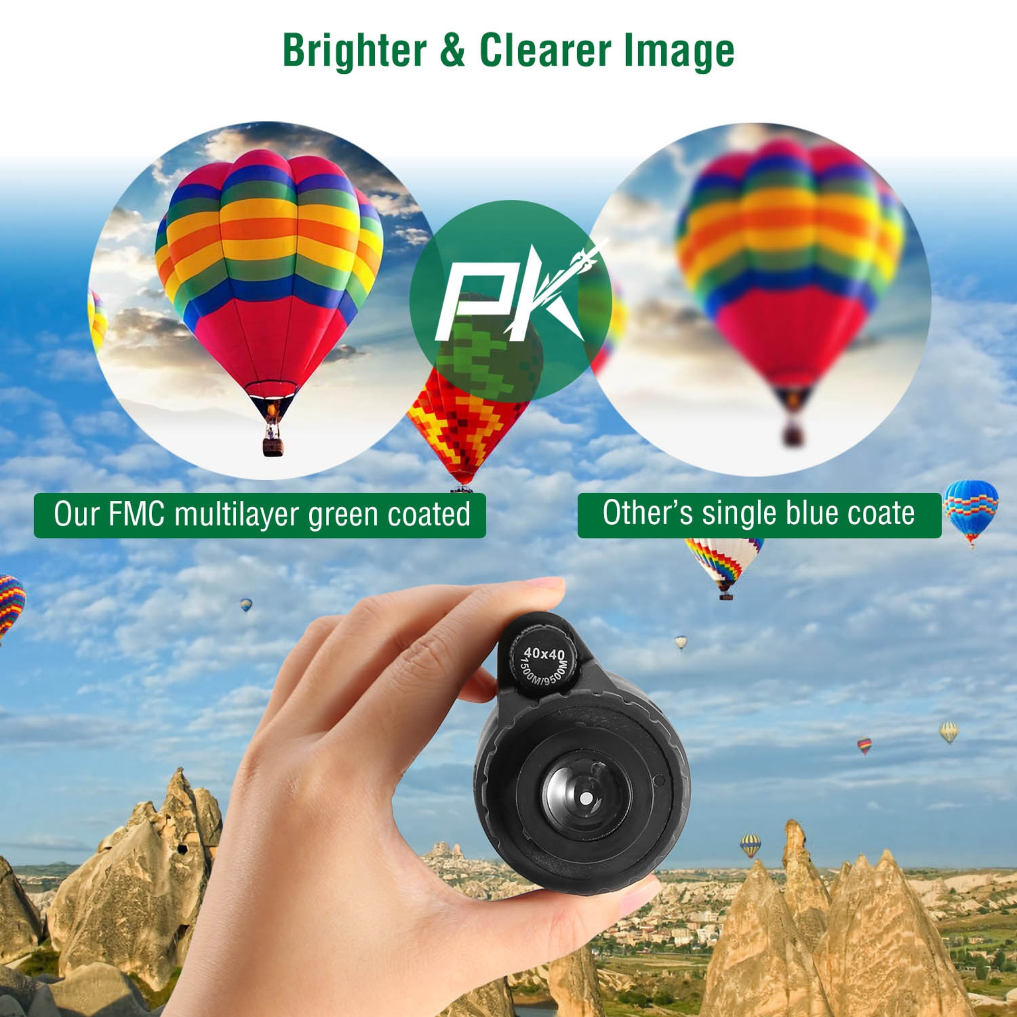 40x40 HD Optical Monocular Telescope w/ FMC Lens Low Light Vision Scope Phone Holder Tripod Compass For Bird Watching Hunting Camping Hiking Sport Eve
