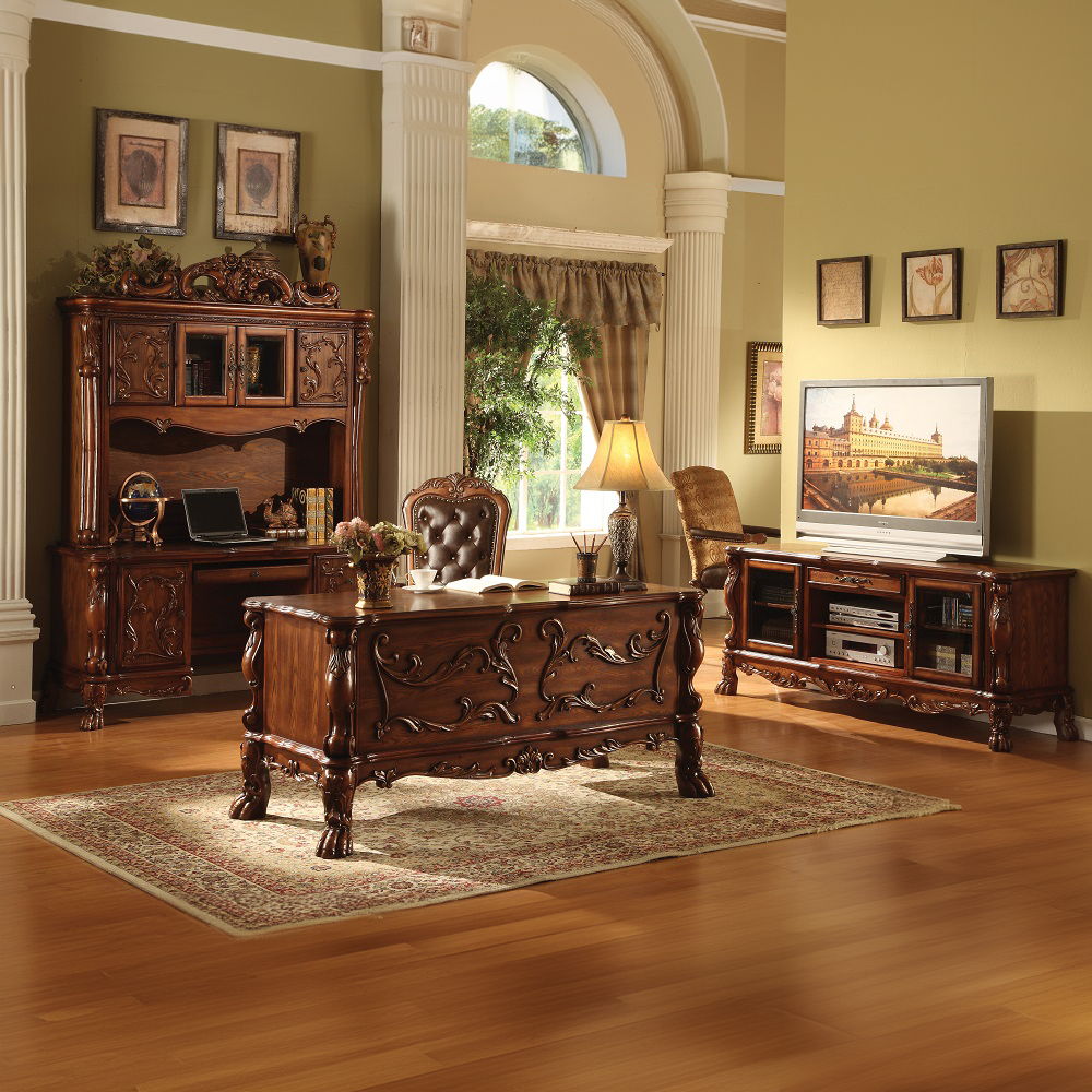 Dresden - Executive Computer Desk With Hutch - Cherry Oak