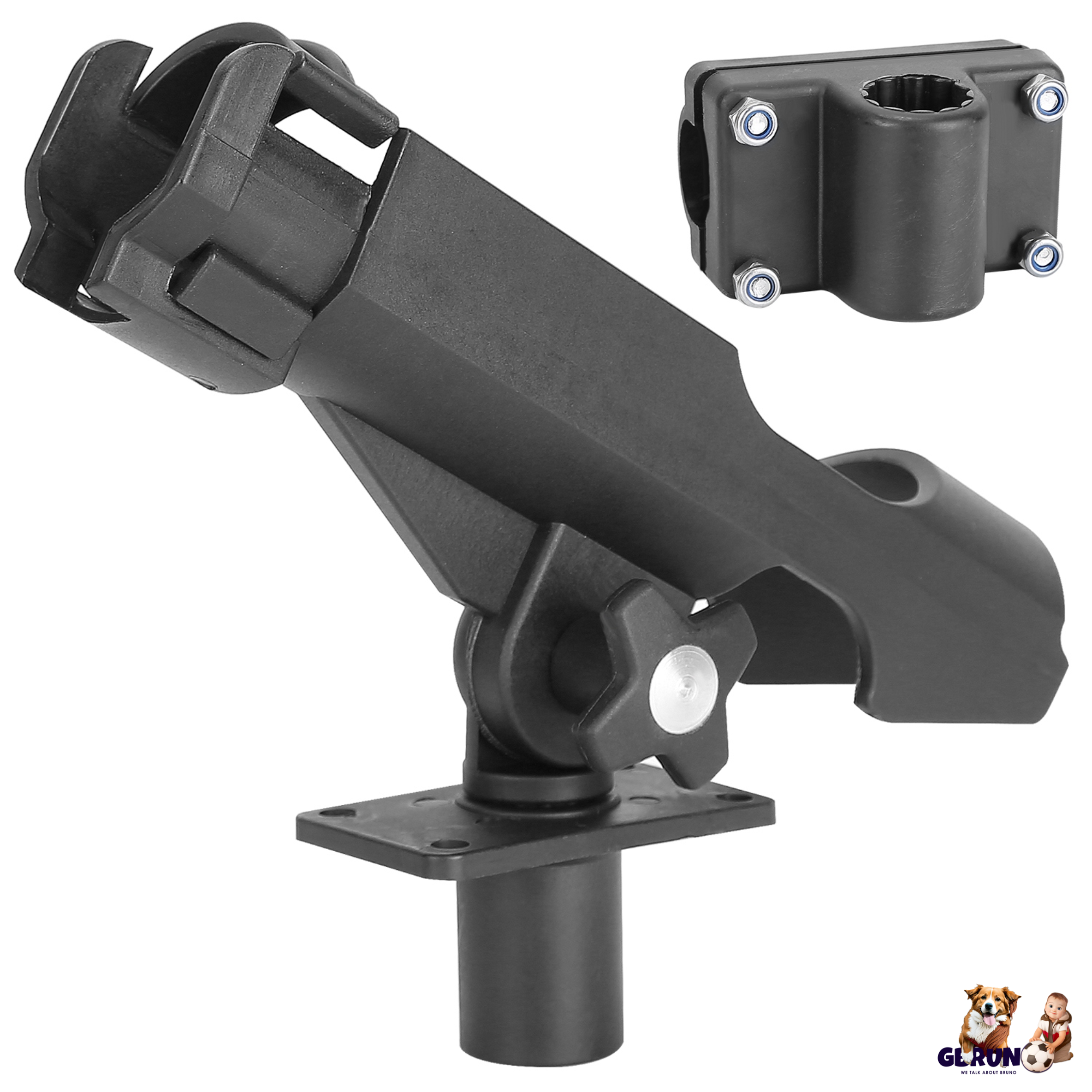 Boat Fishing Pole Rod Holder 360¡ Rotatable Kayak Side Rail Mount Adjustable Folding Rod Holder w/ Large Clamp