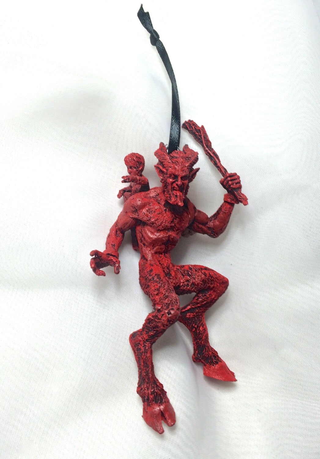 Krampus Ornament, Hand Painted Resin Sculpture | Mythical Creature Figurine | Unique Dark Christmas Demon, Gothic Folklore Holiday Ornament