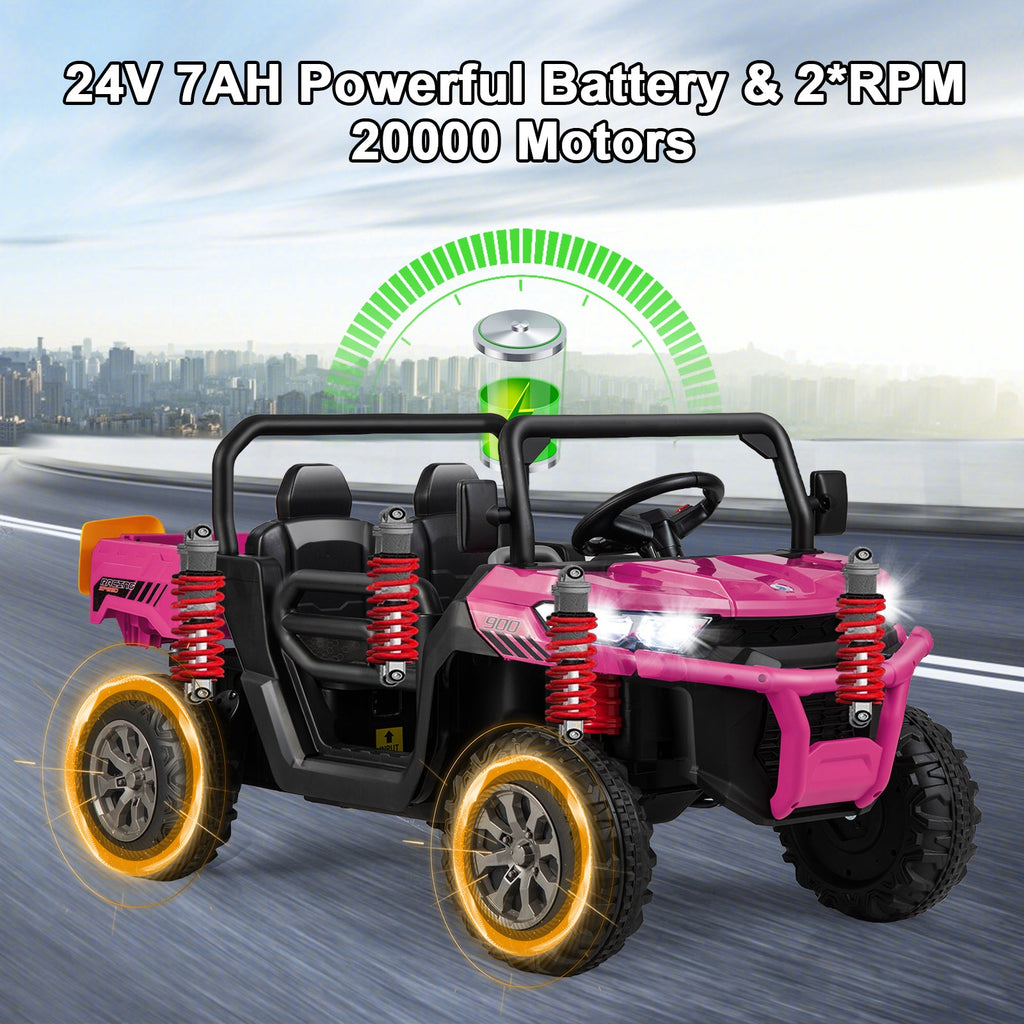 24V Ride on Dump Truck with Remote Control-Pink