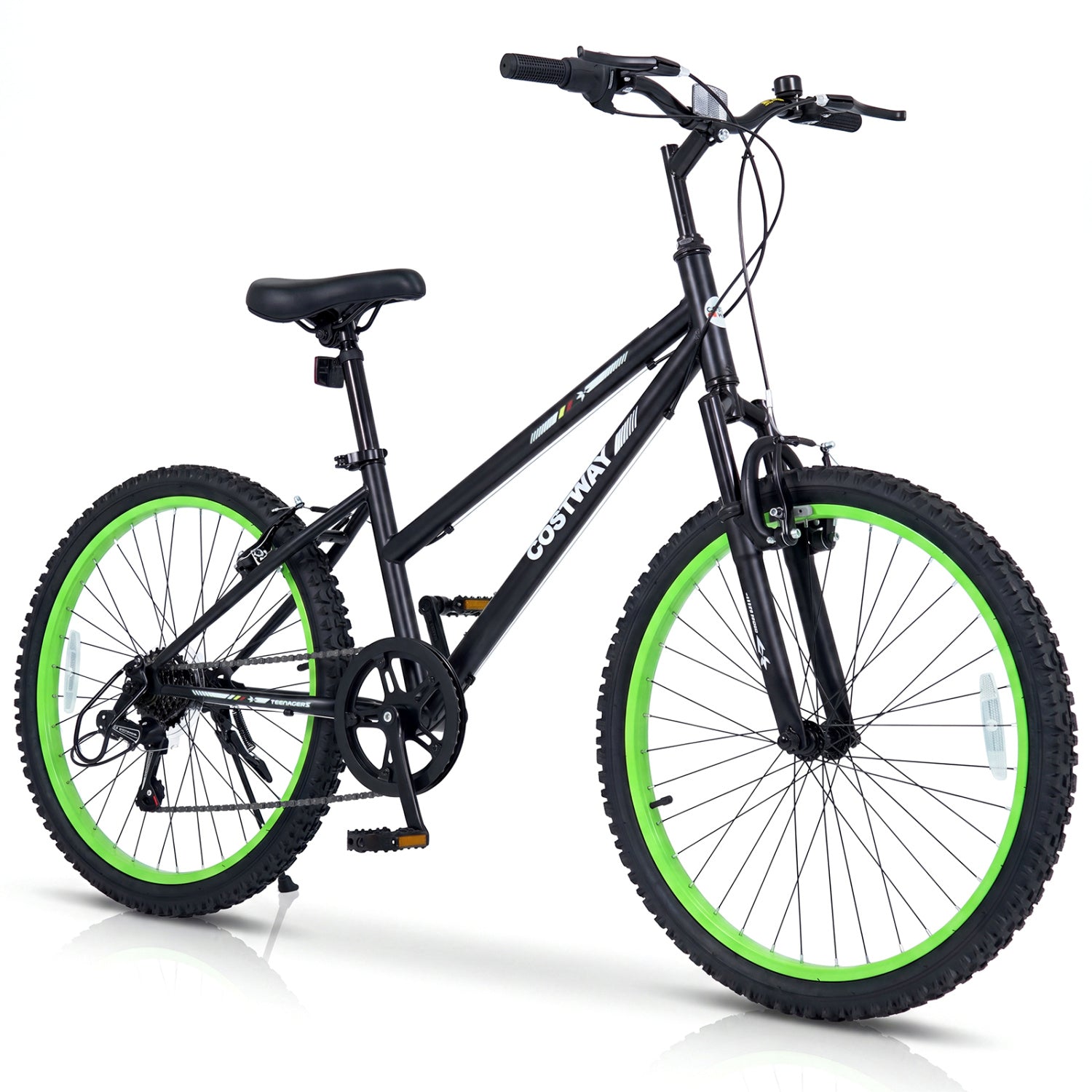 24 Inch Kids Mountain Bike with 7-Speed Adjustable Suspension