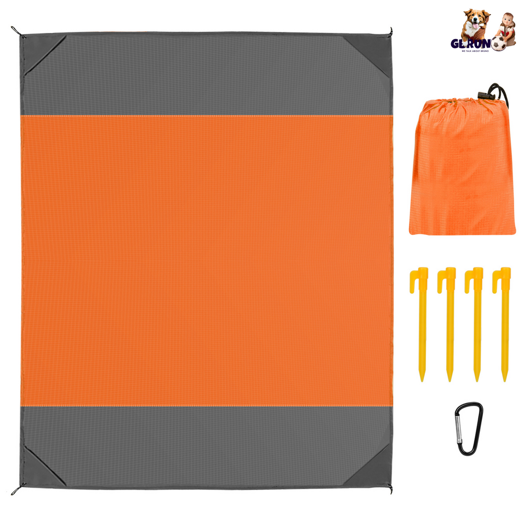 108x96.46in Sand Proof Picnic Blanket Water Resistant Foldable Camping Beach Mat w/ 4 Anchors 1 Carry Bag For 4-6 People