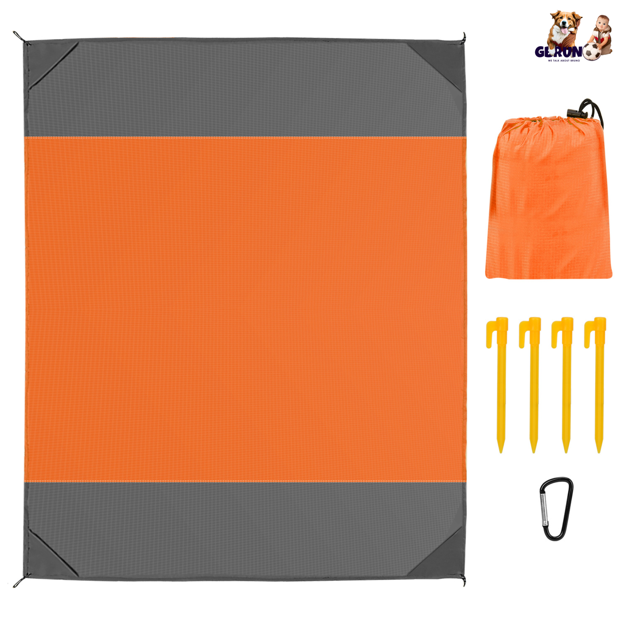 108x96.46in Sand Proof Picnic Blanket Water Resistant Foldable Camping Beach Mat w/ 4 Anchors 1 Carry Bag For 4-6 People