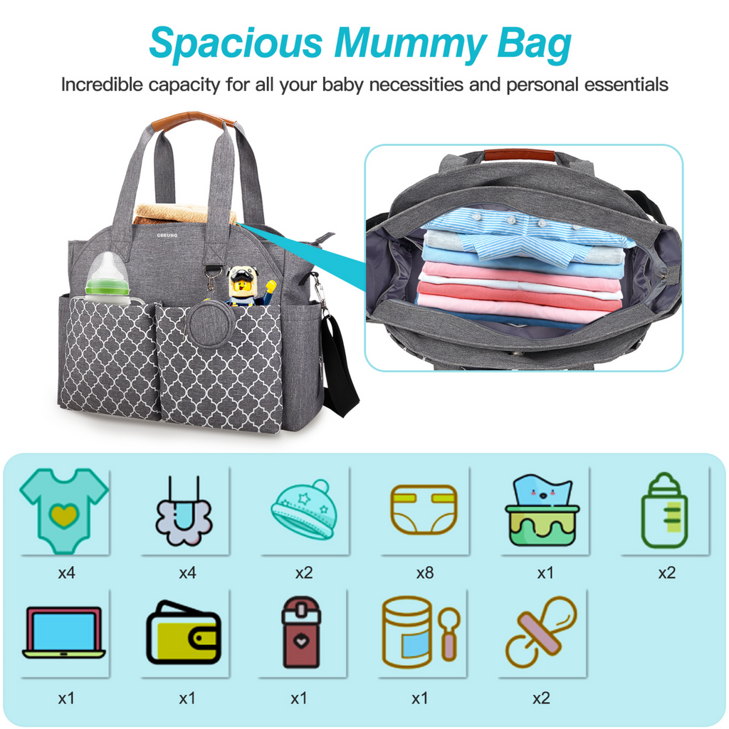 Multifunctional Baby Diaper Bag – 14 Pockets & Changing Tote