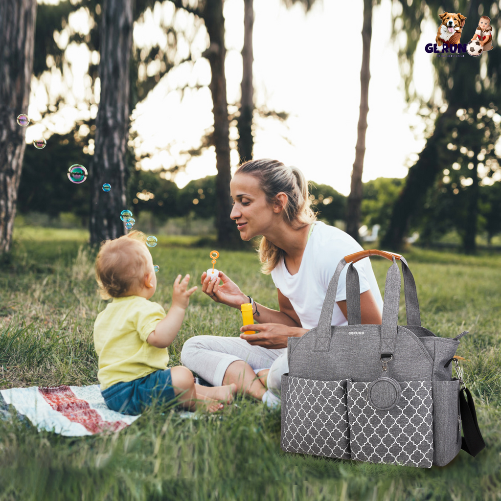 Multifunctional Baby Diaper Bag – 14 Pockets & Changing Tote
