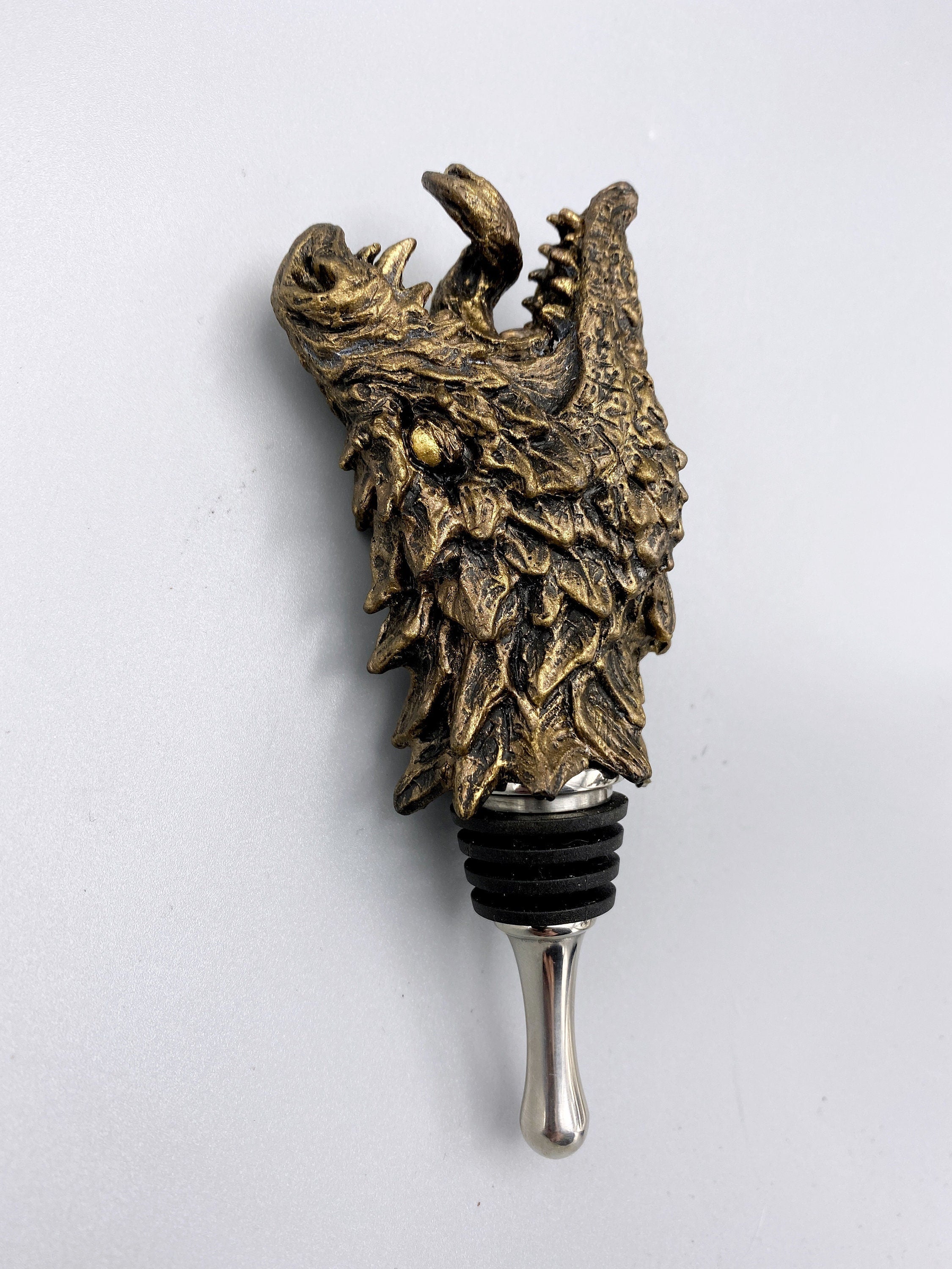 Dragon Winestopper, Hand Sculpted Resin,  Mythic Fantasy Art Barware | Legendary Dragon Bottle Stopper | Fantasy Wine and Barware Gift
