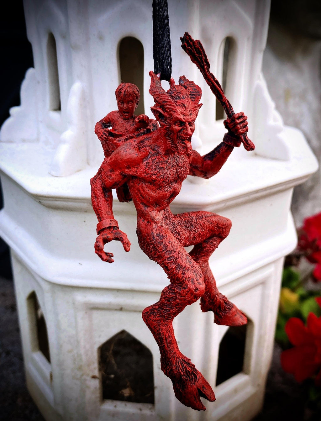 Krampus Ornament, Hand Painted Resin Sculpture | Mythical Creature Figurine | Unique Dark Christmas Demon, Gothic Folklore Holiday Ornament