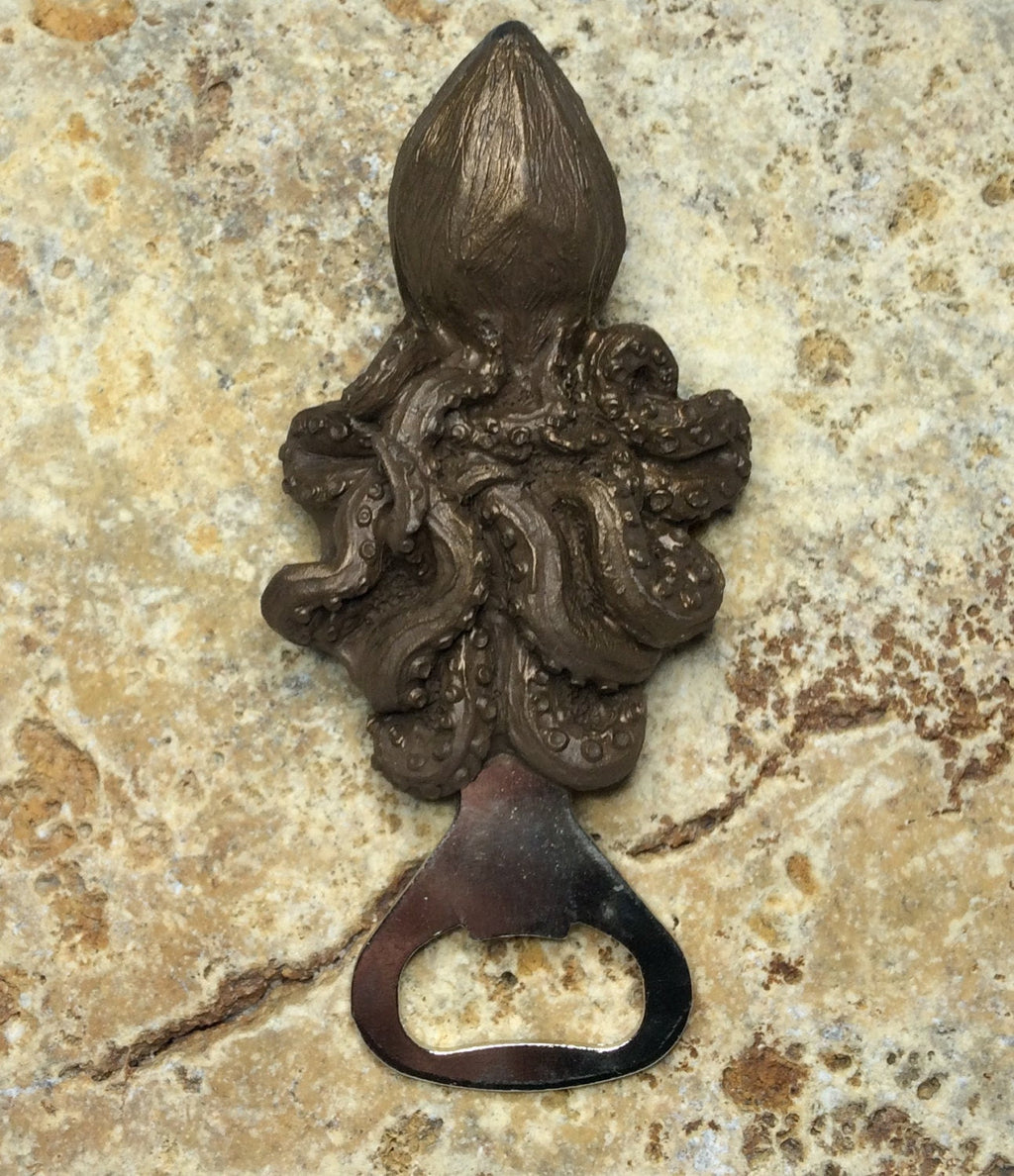 Kraken Octopus Bottle Opener, Hand Painted Resin | Gothic Nautical Barware, Octopus Bottle Opener | Fantasy Gothic Beer and Barware Gift