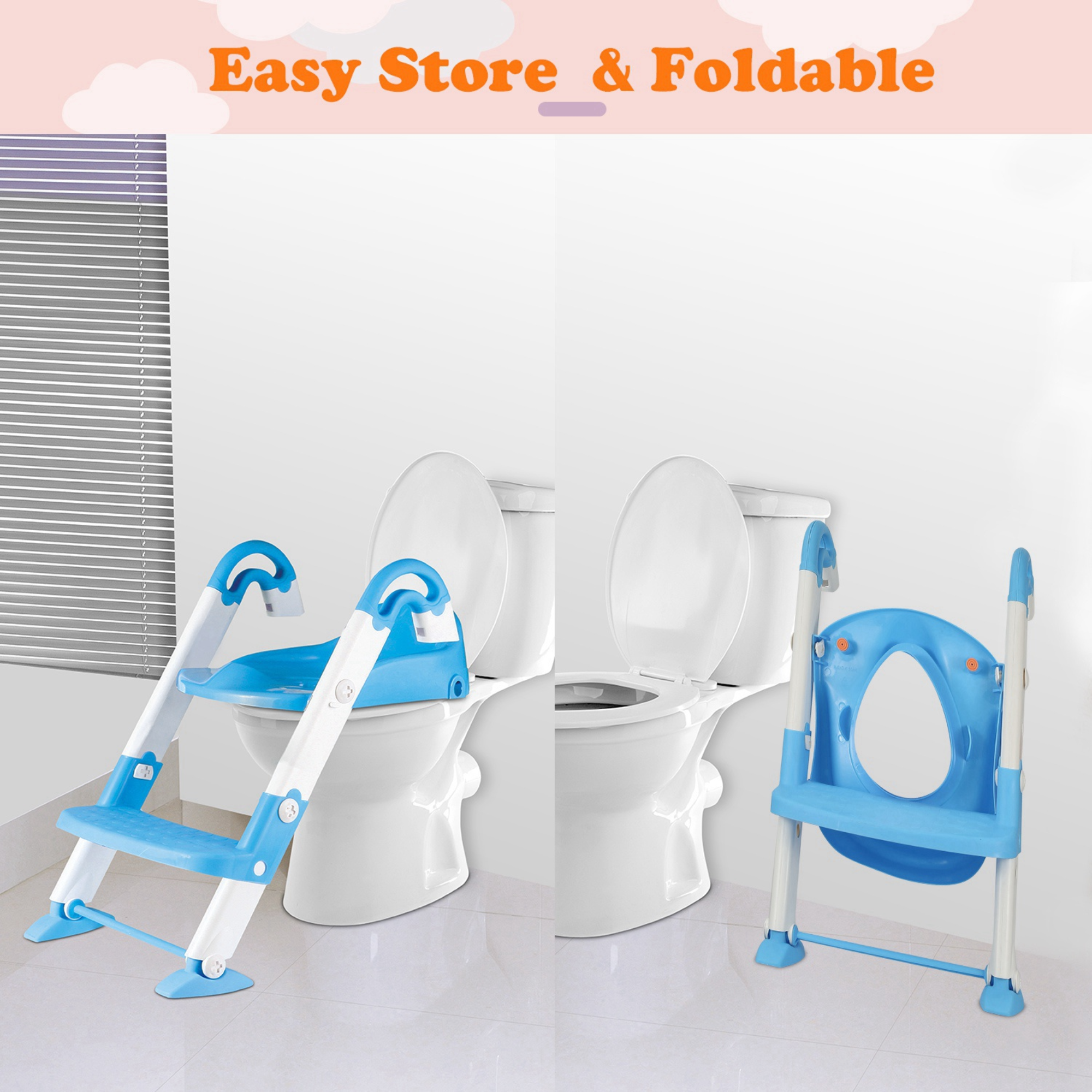 Kids Toilet Seat Toddler Potty Training Chair w/ Steps Stool Baby Toilet Ladder Anti-slip Safety