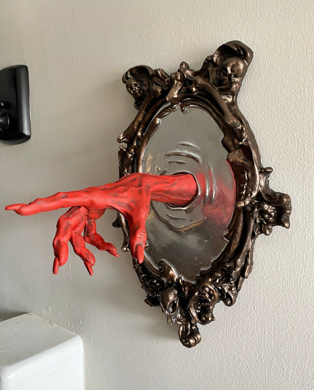 Spectral Hand Wall Plaque, Large Version, Blood Red, Resin | Victorian Gothic Haunted Wall Art |Ghost Hand for Halloween, Spooky Home Decor