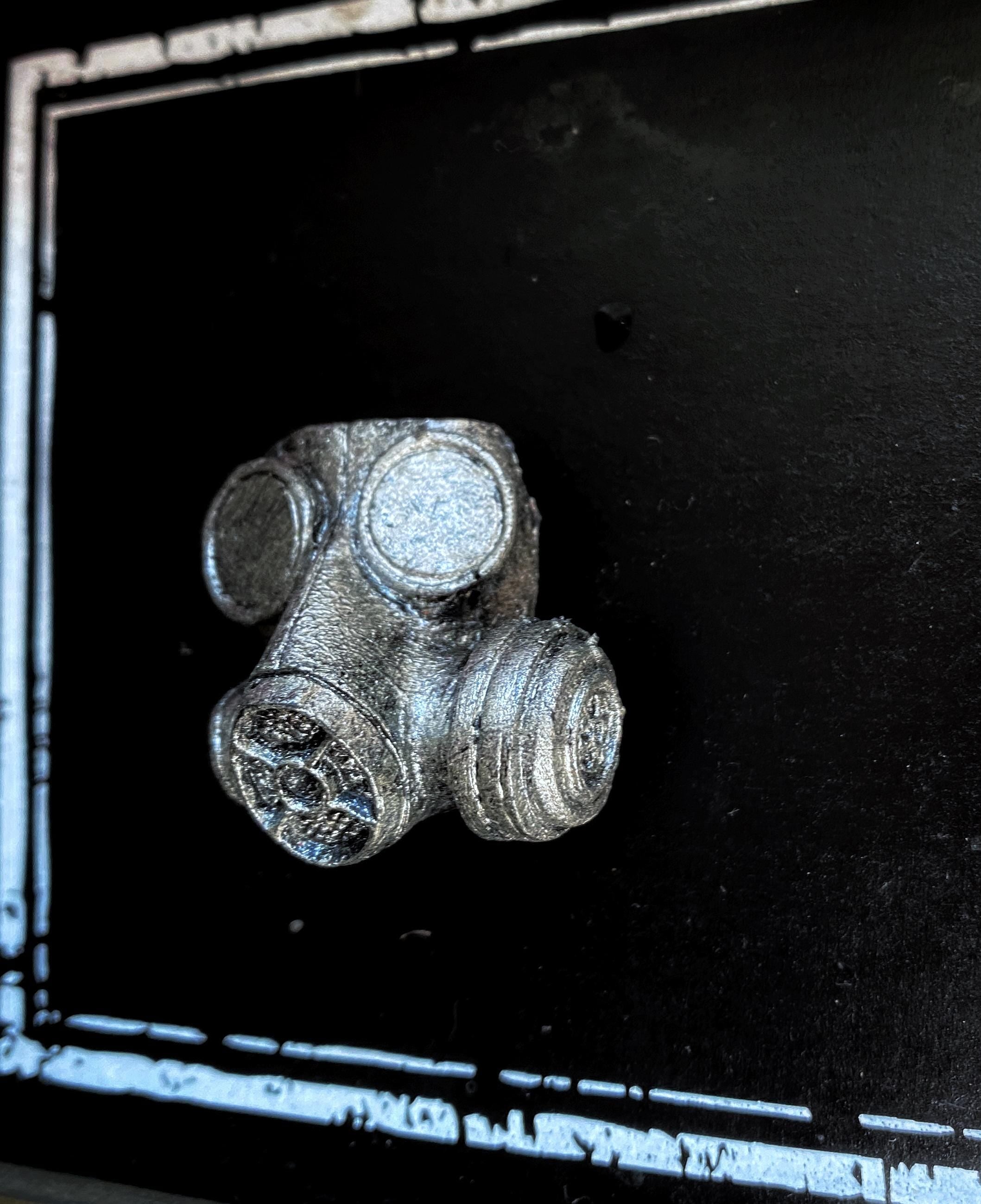 Gas Mask Magnet, Hand Painted Resin Sculpture | Gothic Post-Apocalyptic Decor | Gas Mask Magnet for Horror and Gothic Decor