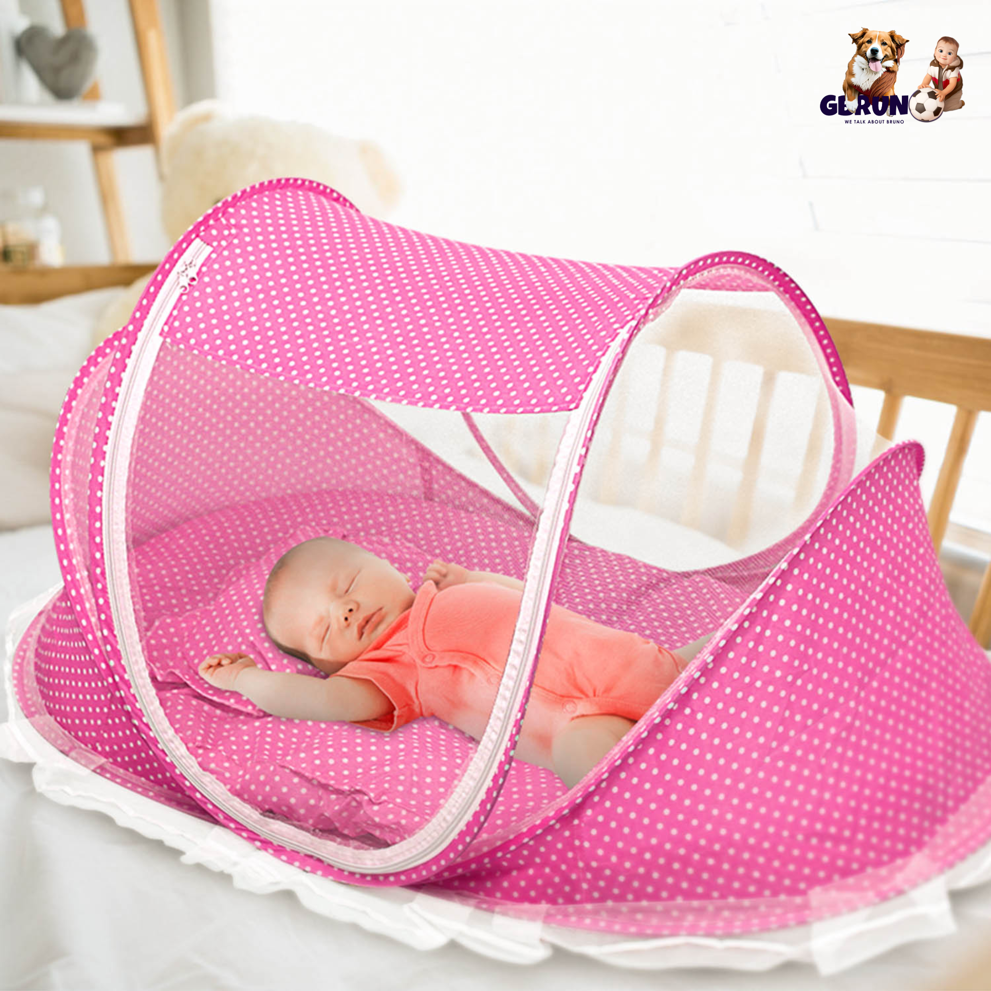 Foldable Baby Travel Bed Portable Infant Mosquito Net Tent Crib Cradle w/ Pillow Mattress Music Box for 0-3 Kids