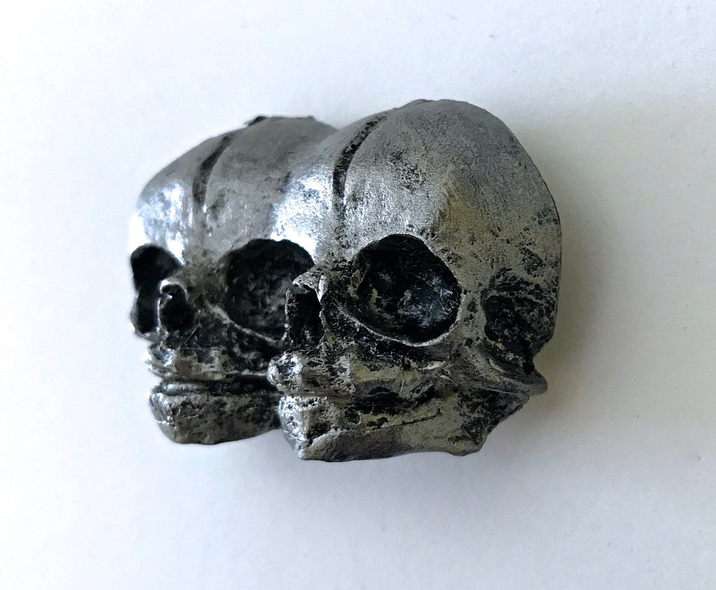 Conjoined Twins Skull  Magnet, Hand Painted Resin Sculpture | Gothic Fantasy Decor | Conjoined Skull Magnet for Fantasy and Gothic Decor