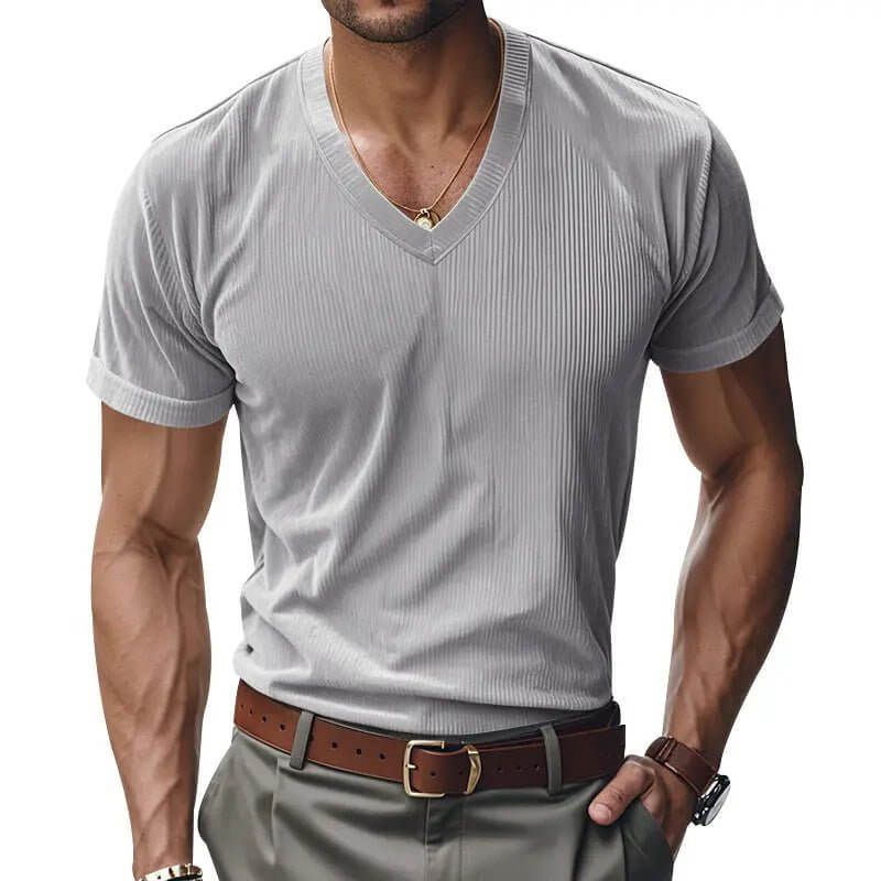 Men's V-Neck Short Sleeve Shirt – Loose Casual Everyday Tee