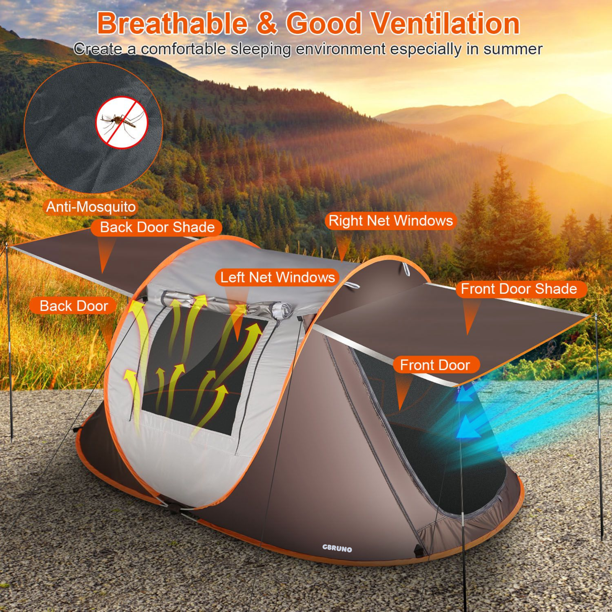 GBruno 3-4 Person Pop Up Tent