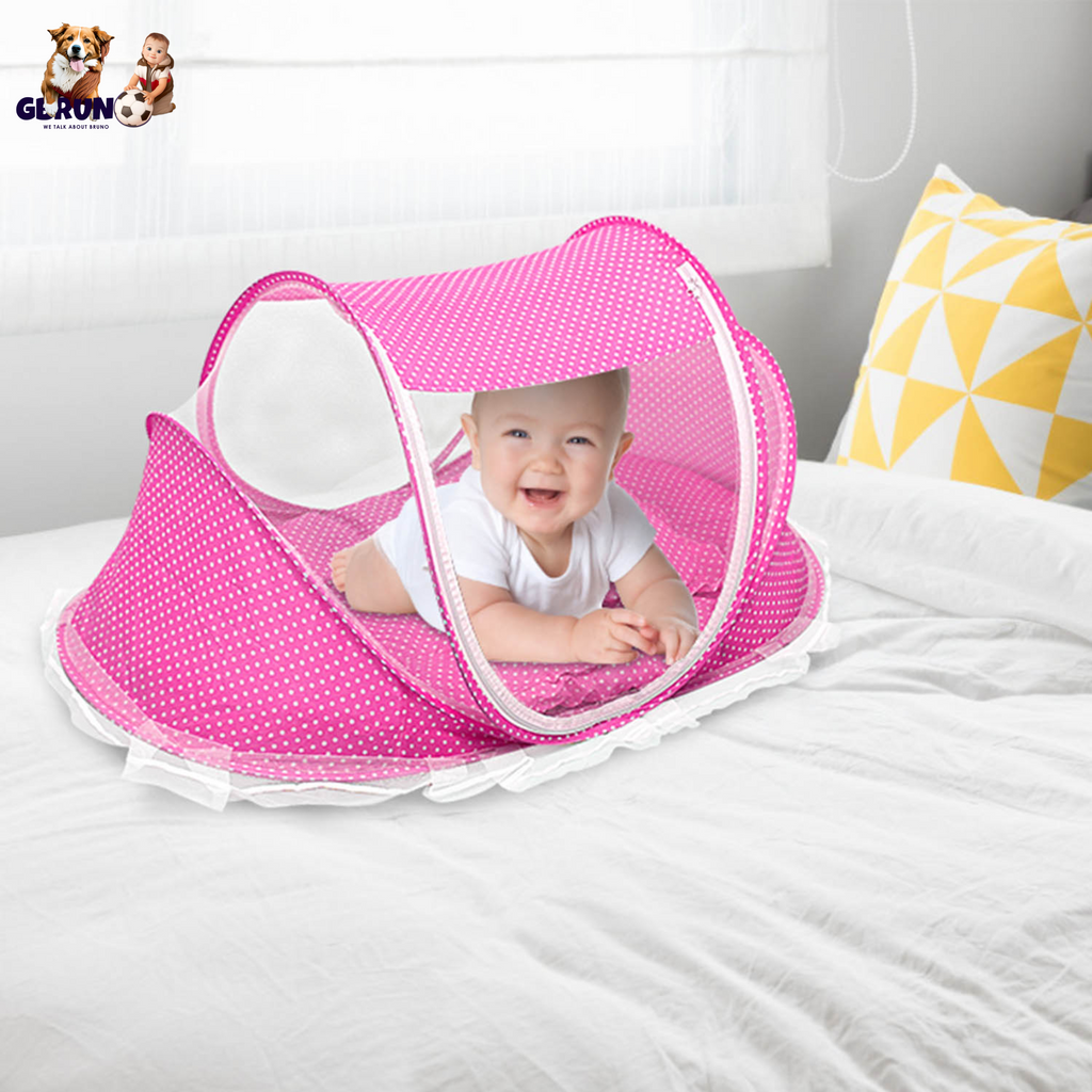 Foldable Baby Travel Bed Portable Infant Mosquito Net Tent Crib Cradle w/ Pillow Mattress Music Box for 0-3 Kids