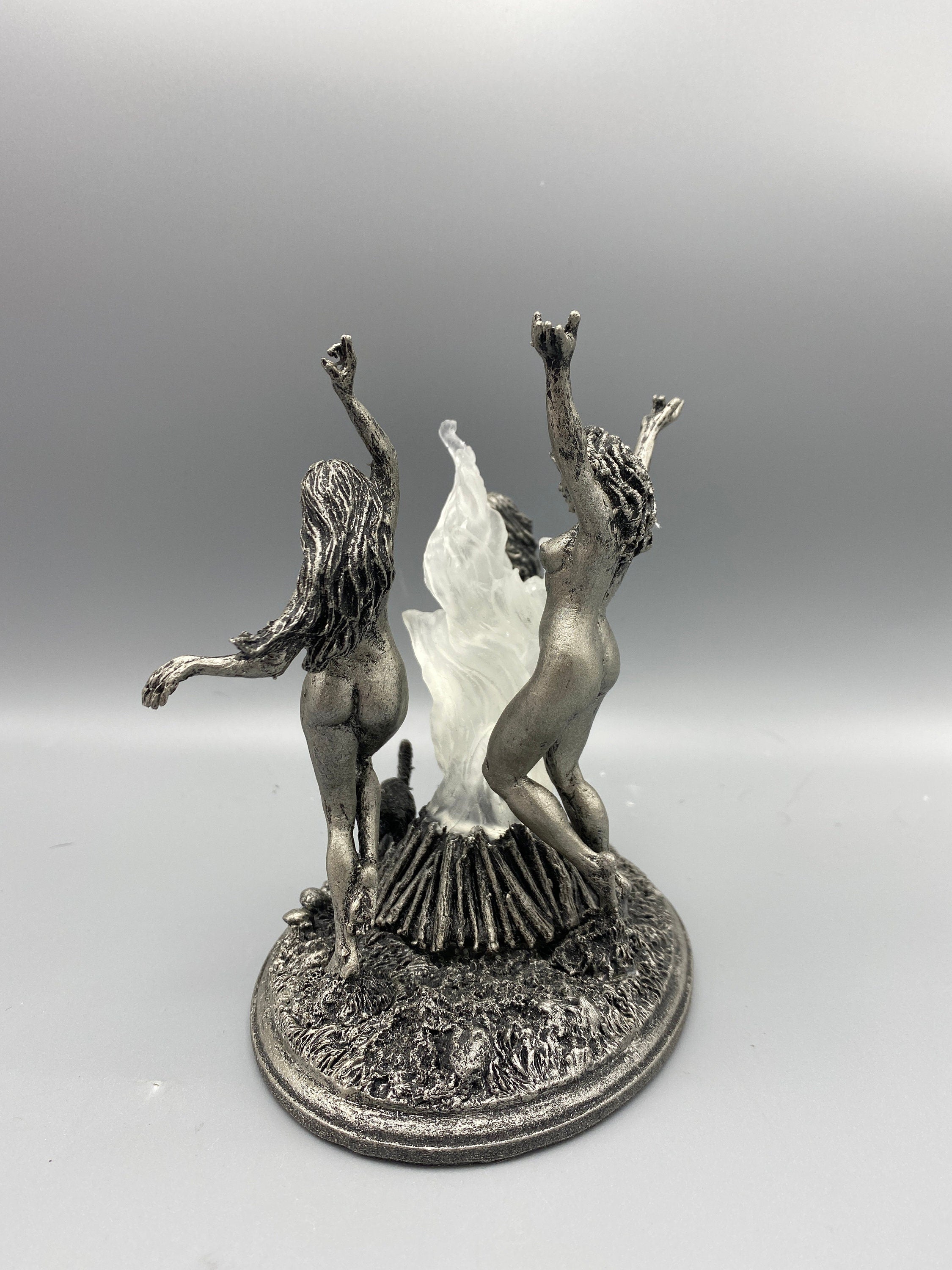 Witch’s Sabbath Statue, Hand Painted Resin Sculpture with LED Tea Light | Pagan Folklore Figurine | Witchy Art for Gothic Home Decor