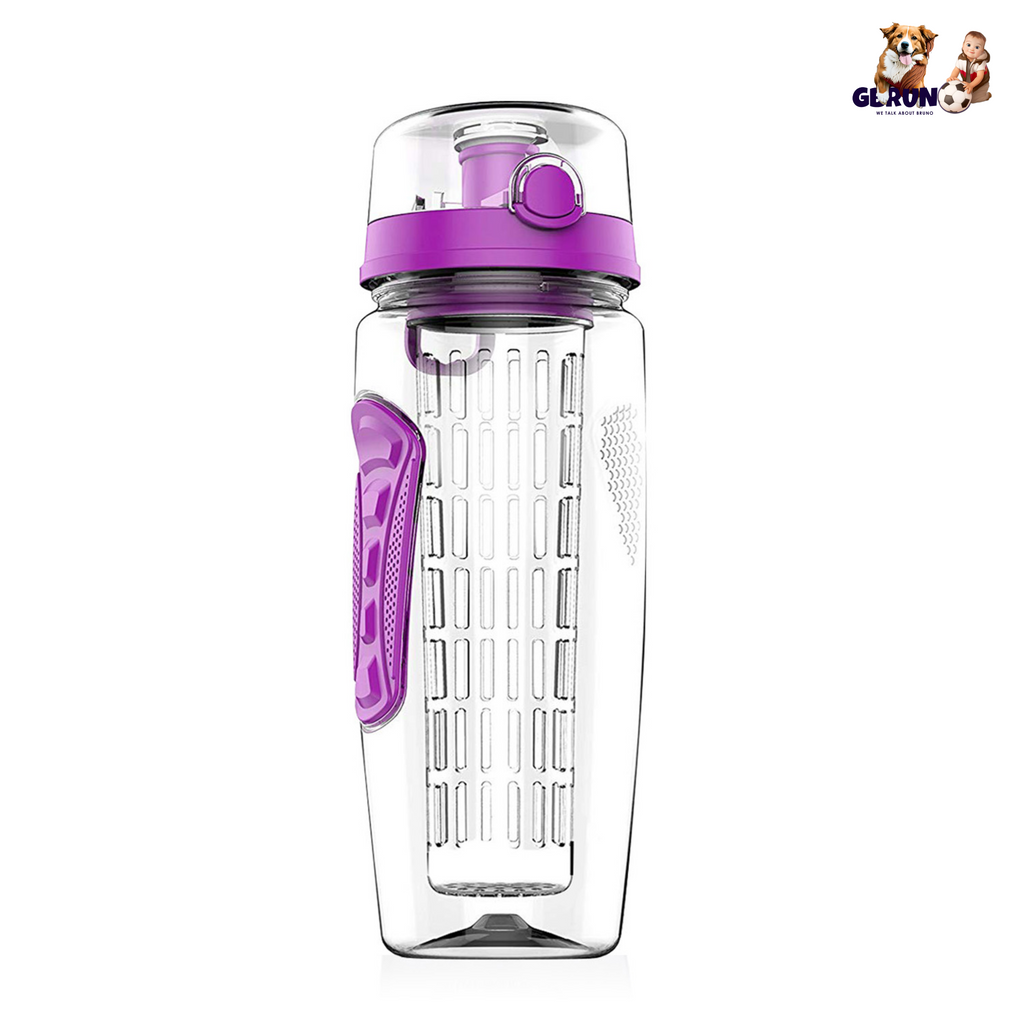 Fruit Infuser Water Bottle 32OZ Juice Shaker Sport w/ Flip Top Lid Anti-Slip Grips For Office Home Sport Running Walking Hiking