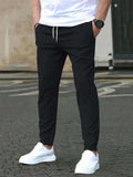 Slim Fit Cropped Pants – Casual Straight-Leg Trousers with Leather Tag