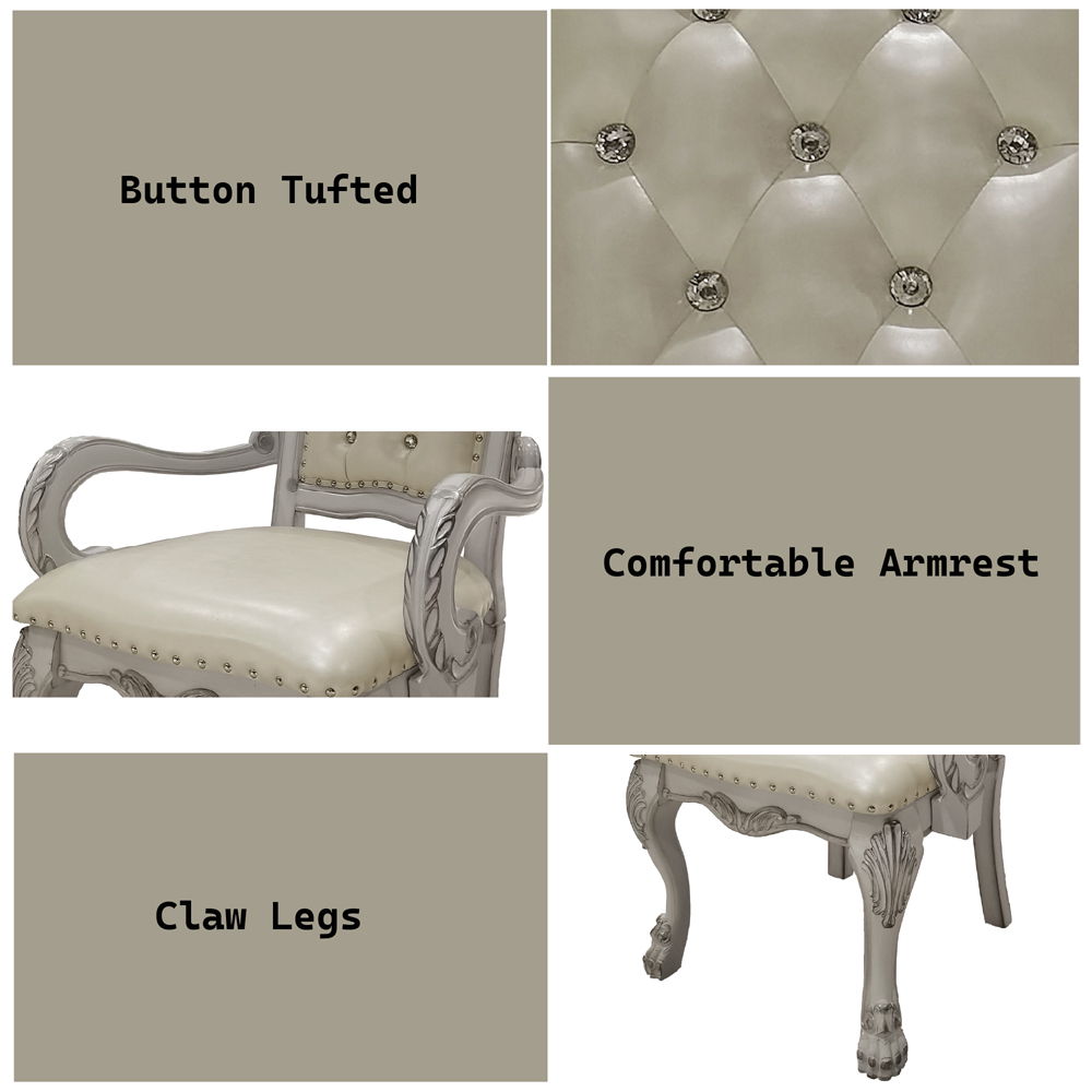 Dresden - Synthetic Leather Arm Chair (Set of 2) - Bone White