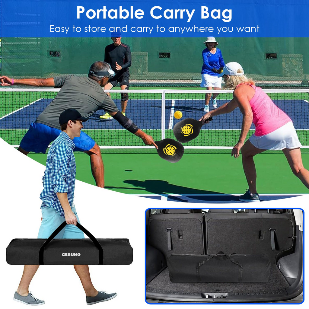 Portable Pickleball Net Set 22ft Regulation Size Net Pickle Ball Net System with 4 Pickleballs 4 Paddles Carrying Bag for Driveway Backyard