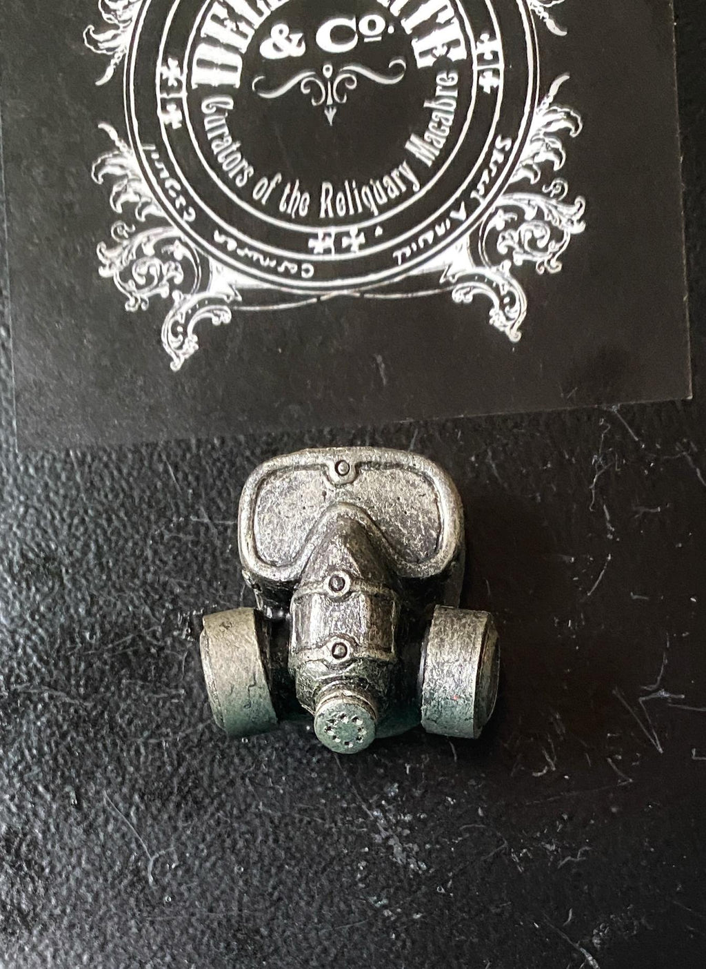 Respirator Gas Mask Magnet, Hand Painted Resin Sculpture | Gothic Post-Apocalyptic Decor | Gas Mask Magnet for Horror and Gothic Decor