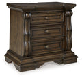 Maylee - Three Drawer Night Stand - Dark Brown