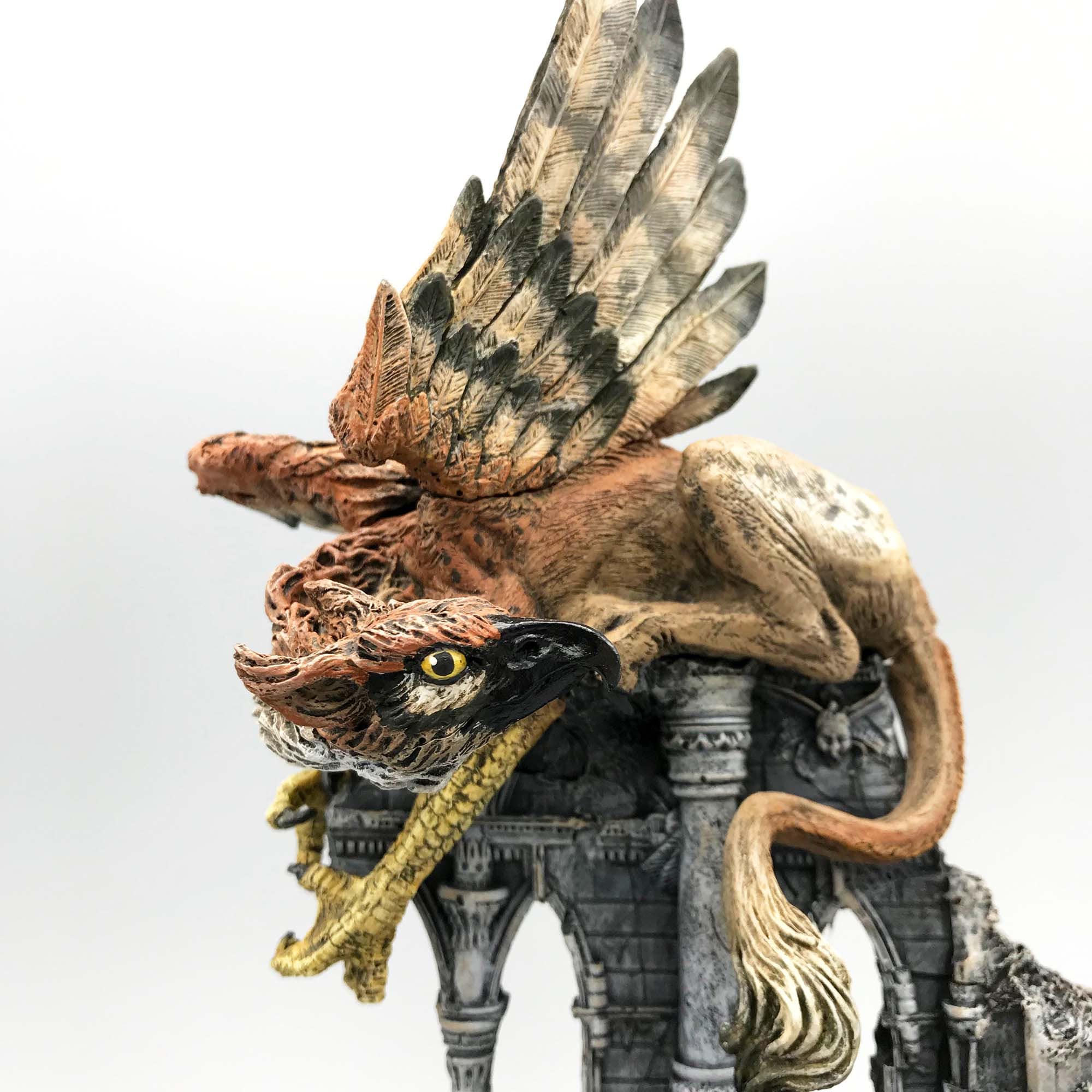 Griffin Statue, Full Color Resin Sculpture | Mythical Creature Figurine | Unique Legendary Guardian Spirit Figurine. Fantasy Art Decor