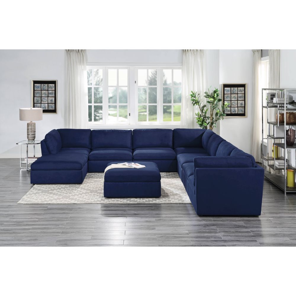 Crosby - Modular Armless Chair - Blue Fabric