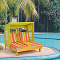 Kids Patio Lounge Chair with Cup Holders and Awning-Multicolor