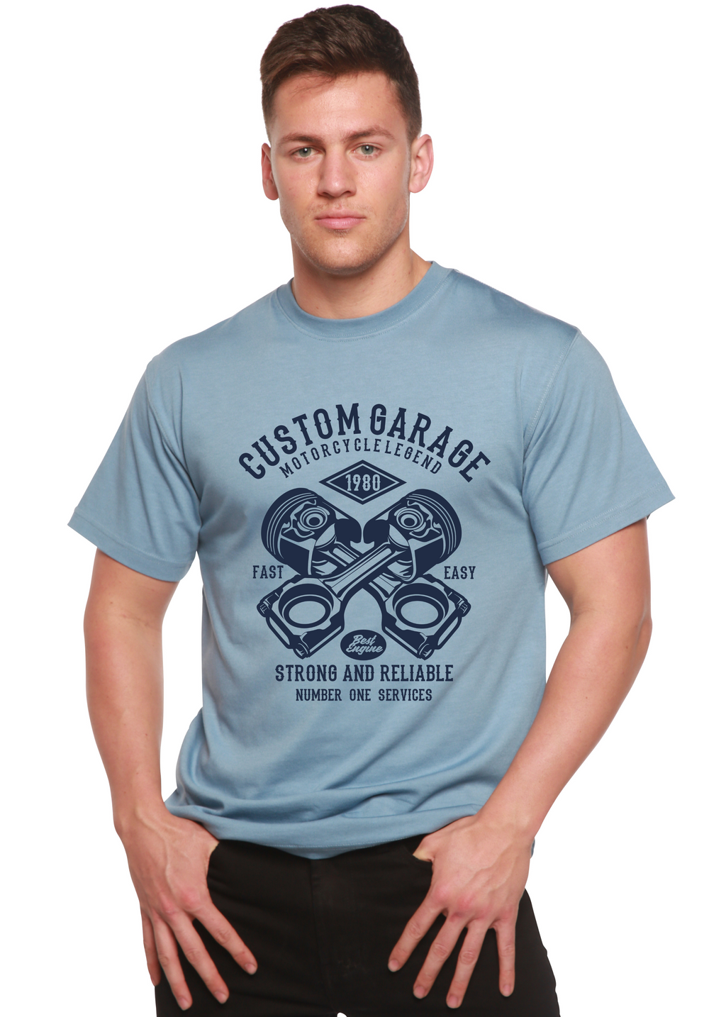 Custom Garage Men's Bamboo Viscose/Organic Cotton Short Sleeve Graphic T-Shirt