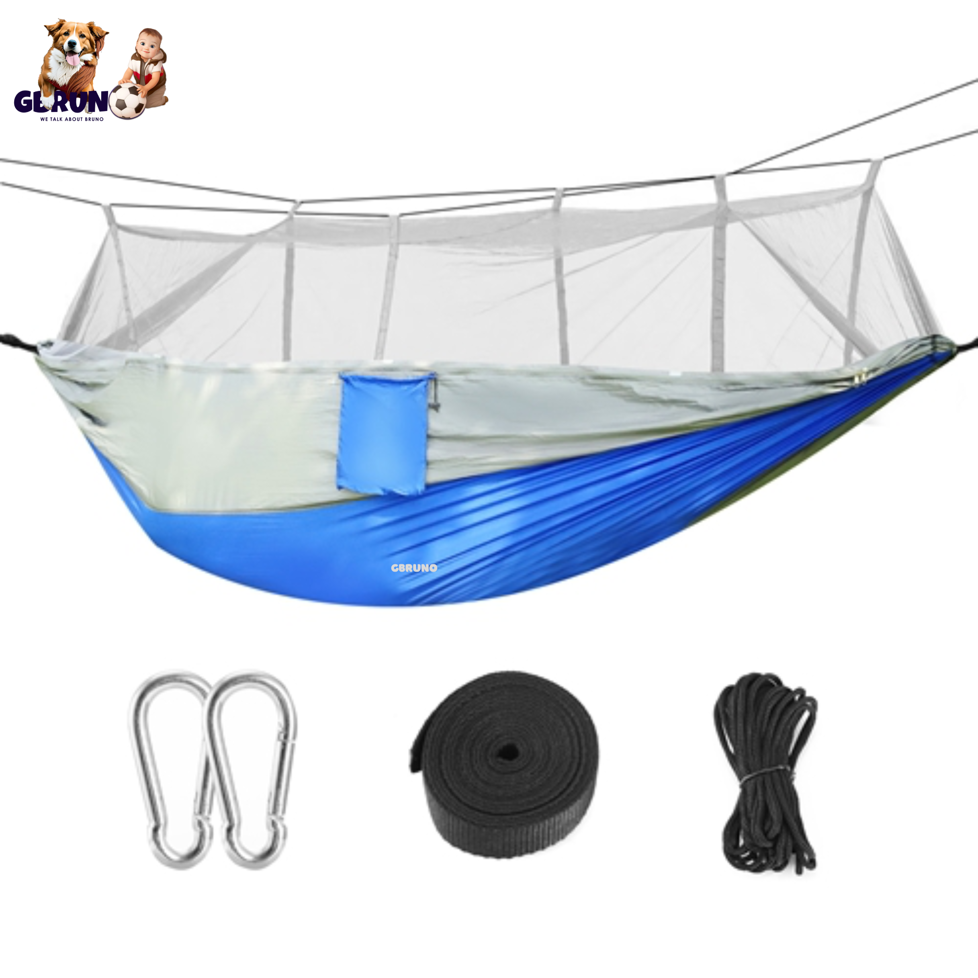 600lbs Load 2 Persons Hammock w/Mosquito Net Outdoor Hiking Camping Hommock Portable Nylon Swing Hanging Bed w/ Strap Hook Carry Bag