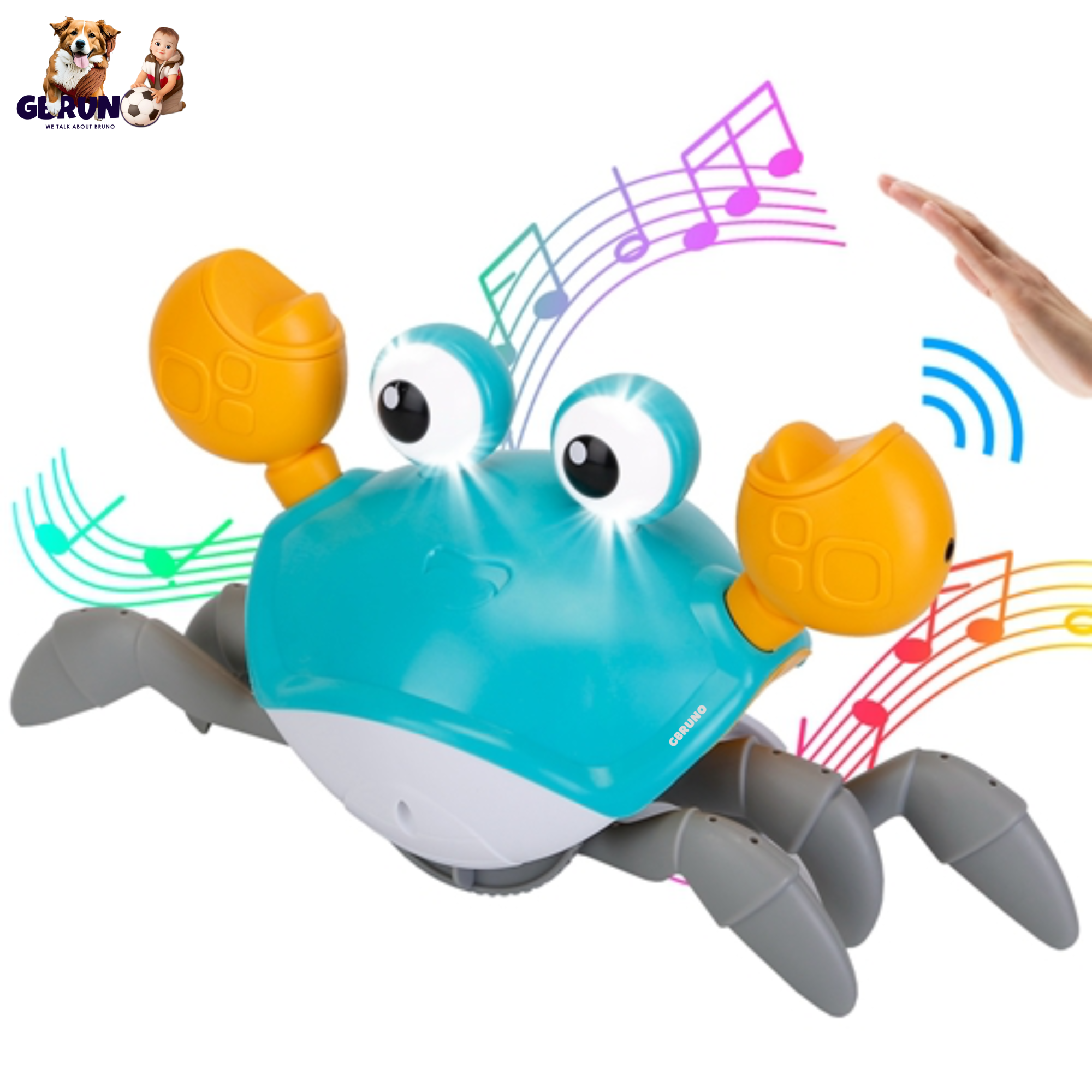 Crawling Crab Baby Toy with Music and LED Light for Kid Interactive Learning Toy Automatically Avoid Obstacles Walking Dancing Toy