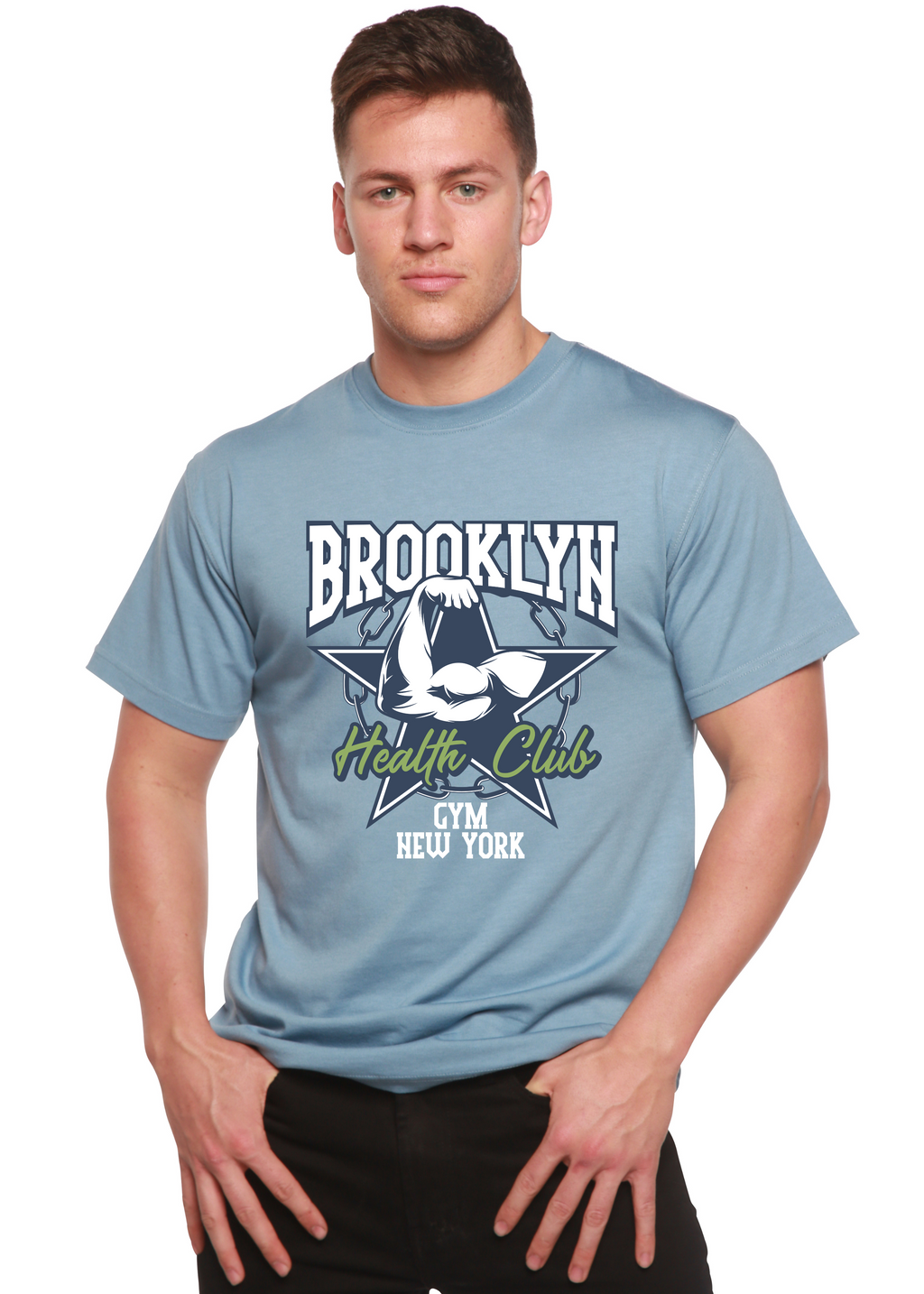 Brooklyn Health Club Men's Bamboo Viscose/Organic Cotton Short Sleeve Graphic T-Shirt