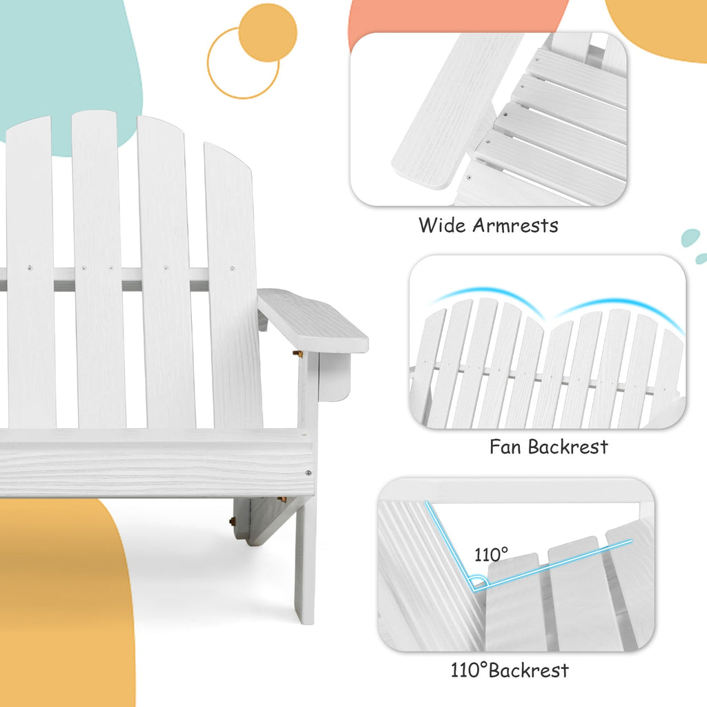 2 Person Adirondack Chair with High Backrest-White