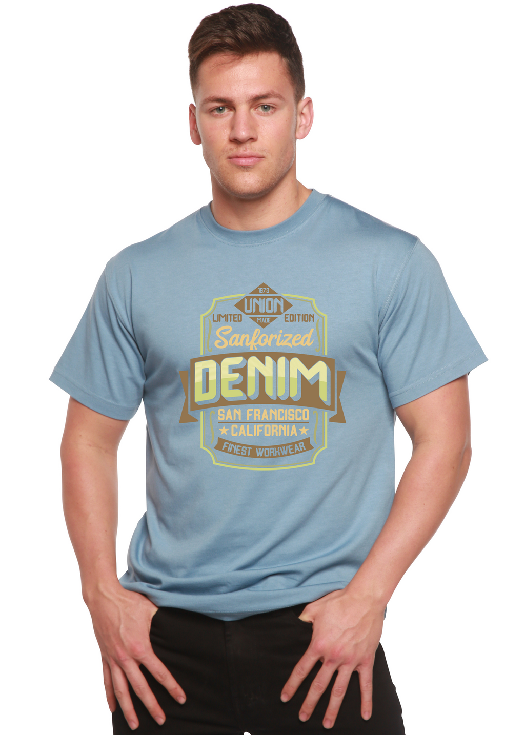 Sanforized Denim Men's Bamboo Viscose/Organic Cotton Short Sleeve Graphic T-Shirt