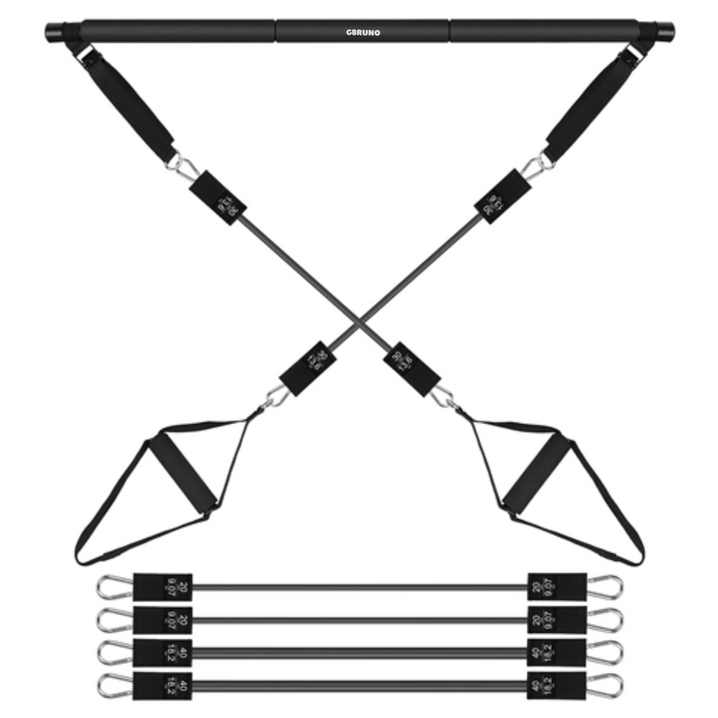 Pilates Bar Kit with 180LBS Resistance Bands Multifunctional Pilates Yoga Toning Bar Full Body Exercise Equipment Set for Beginners Intermediates Prof