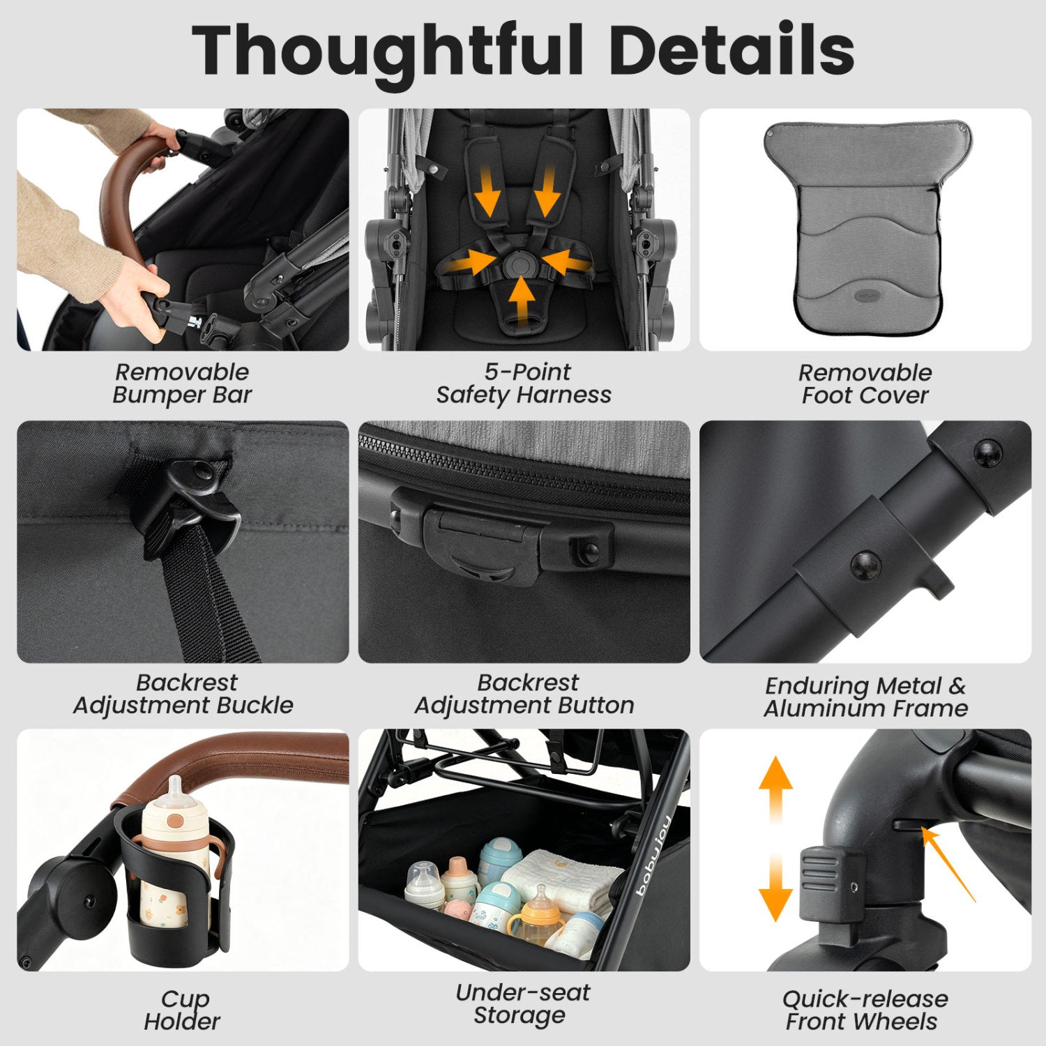 2-in-1 Convertible Baby Stroller with Car Seat Adapters