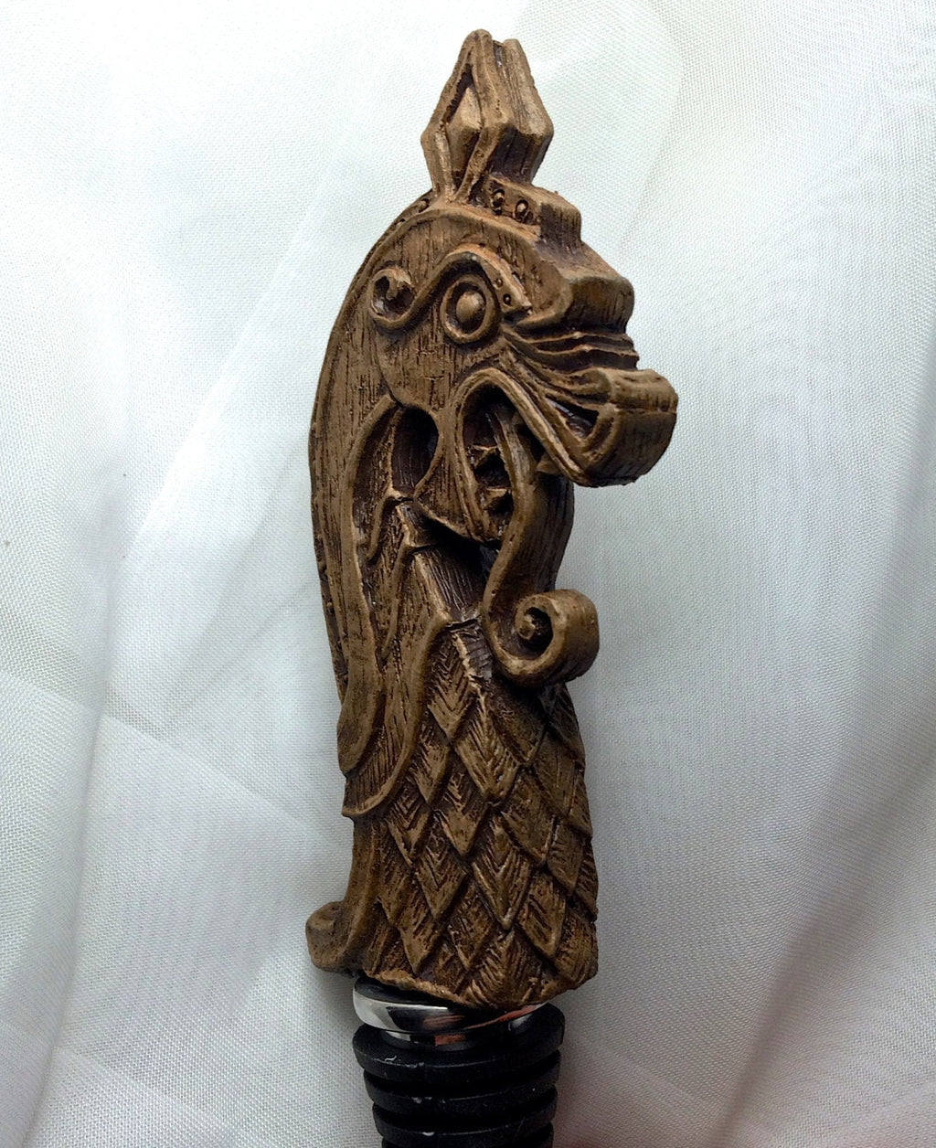 Viking Ship Dragon Winestopper, Hand Sculpted Resin, Medieval Norse Art Barware |Mythic Viking Bottle Stopper |Fantasy Wine and Barware Gift