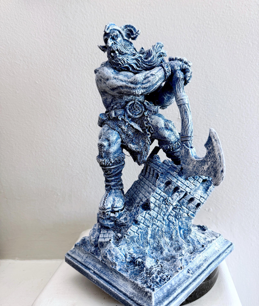 Frost Giant Statue, Hand Painted Resin Sculpture | Mythical Viking Creature Figurine | Legendary Norse Mythology Figurine. Fantasy Art Decor