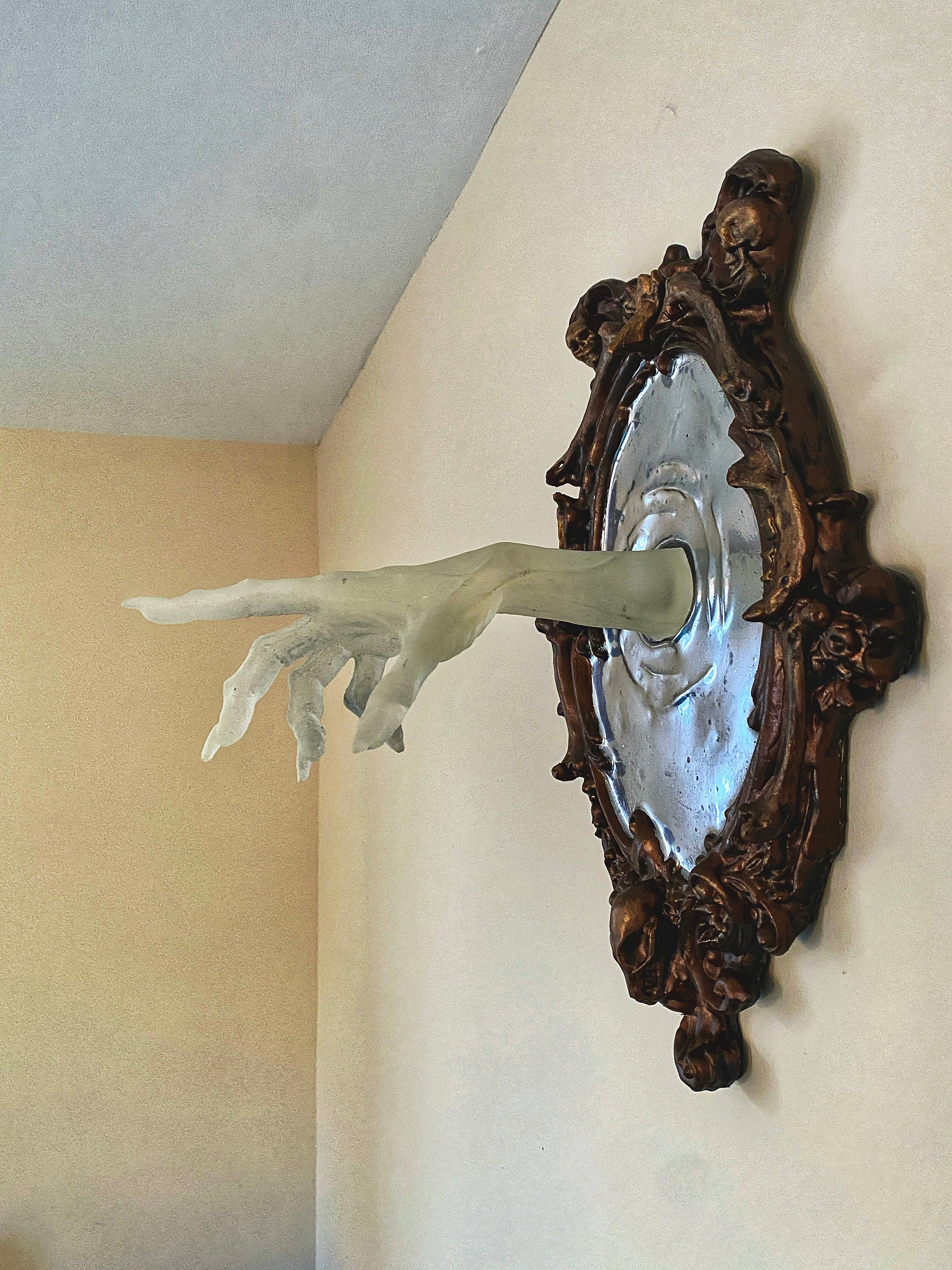 Spectral Hand Wall Plaque, Large Version, Glow in the Dark | Victorian Gothic Haunted Wall Art |Ghost Hand for Halloween, Spooky Home Decor