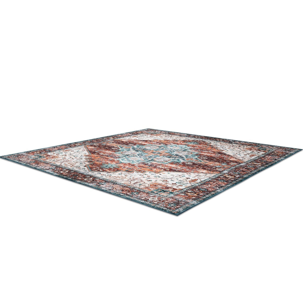 6x9FT VintageÊArea Rug Modern Non Slip Carpet Boho Low Pile Soft Rug Waterproof Machine Washable Rug for Living Room BedroomÊKitchen Dining Room Under