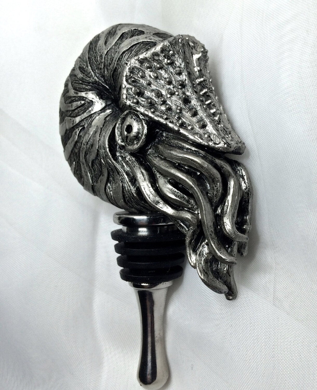 Nautilus Winestopper, Hand Painted Resin | Gothic Nautical Barware | Ammonite Nautilus Bottle Stopper, Gothic Wine and Barware Gift