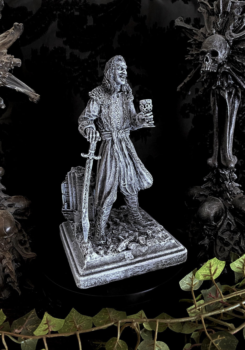 Dracula: Vlad the Impaler Statue, Hand Painted Resin Sculpture | Legendary Vampire Figurine |Undead Vlad Tepes |Gothic Gift and Spooky Decor
