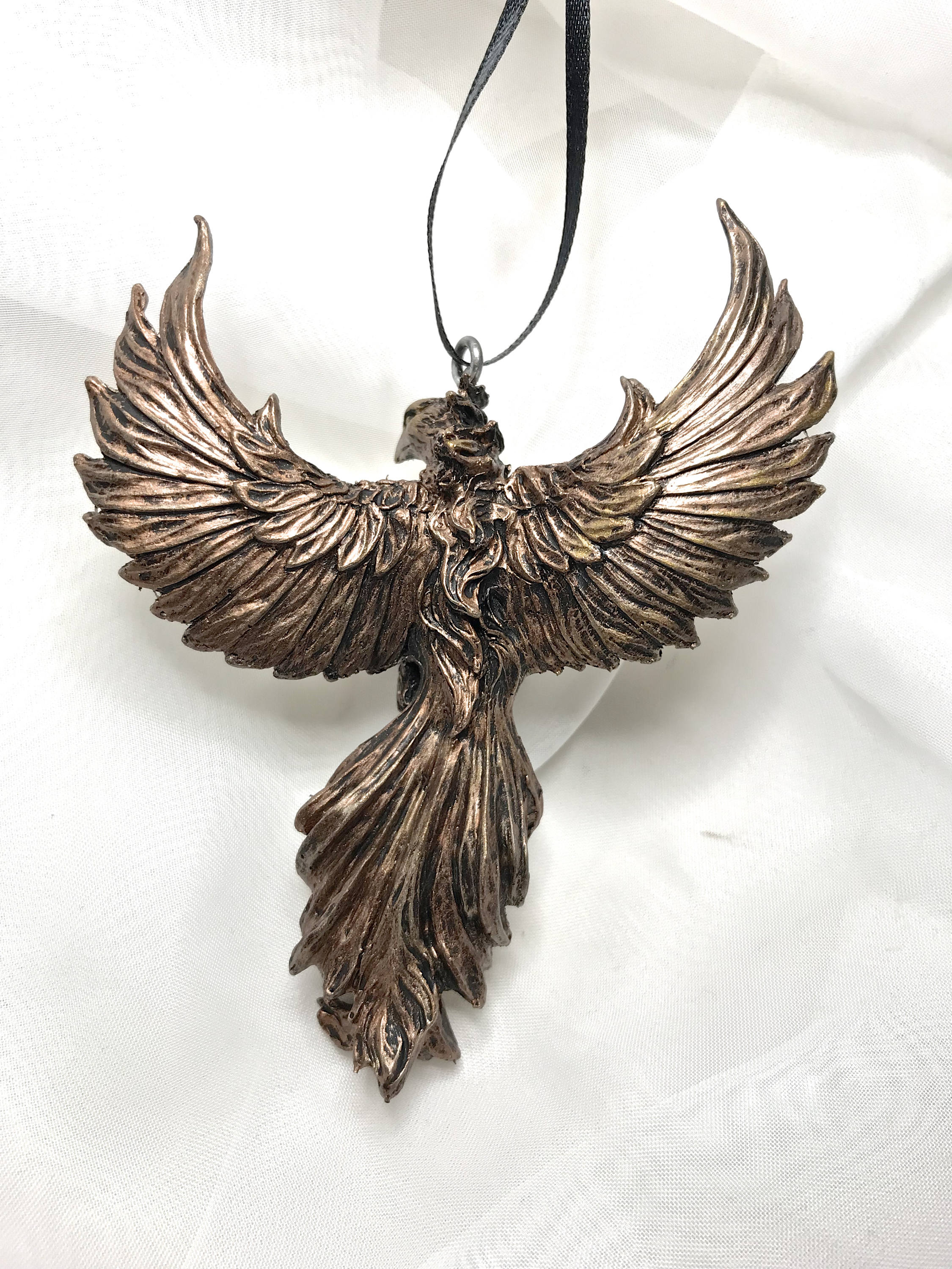 Phoenix Ornament, Hand Painted Resin Sculpture | Mythical Creature Figurine | Legendary Flaming Phoenix Figurine Fantasy Art Ornament Decor
