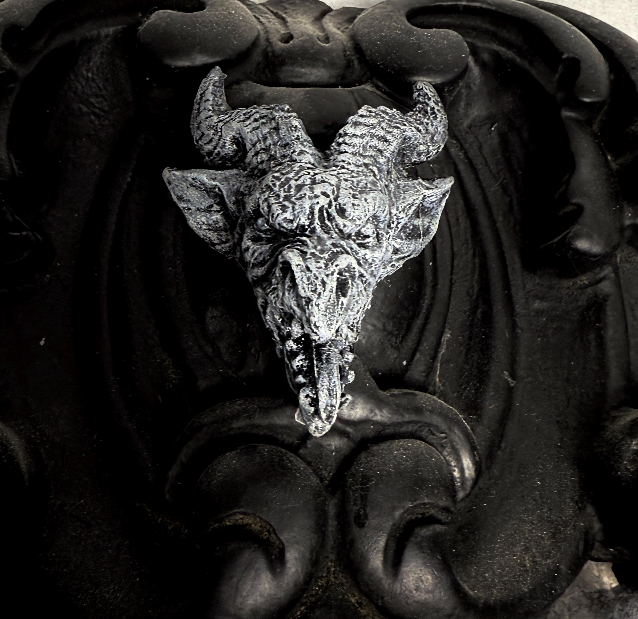 Gargoyle Magnet, Hand Painted Resin Sculpture | Gothic Fantasy Decor | Horned Demon Gargoyle Head Magnet for Fantasy and Gothic Decor