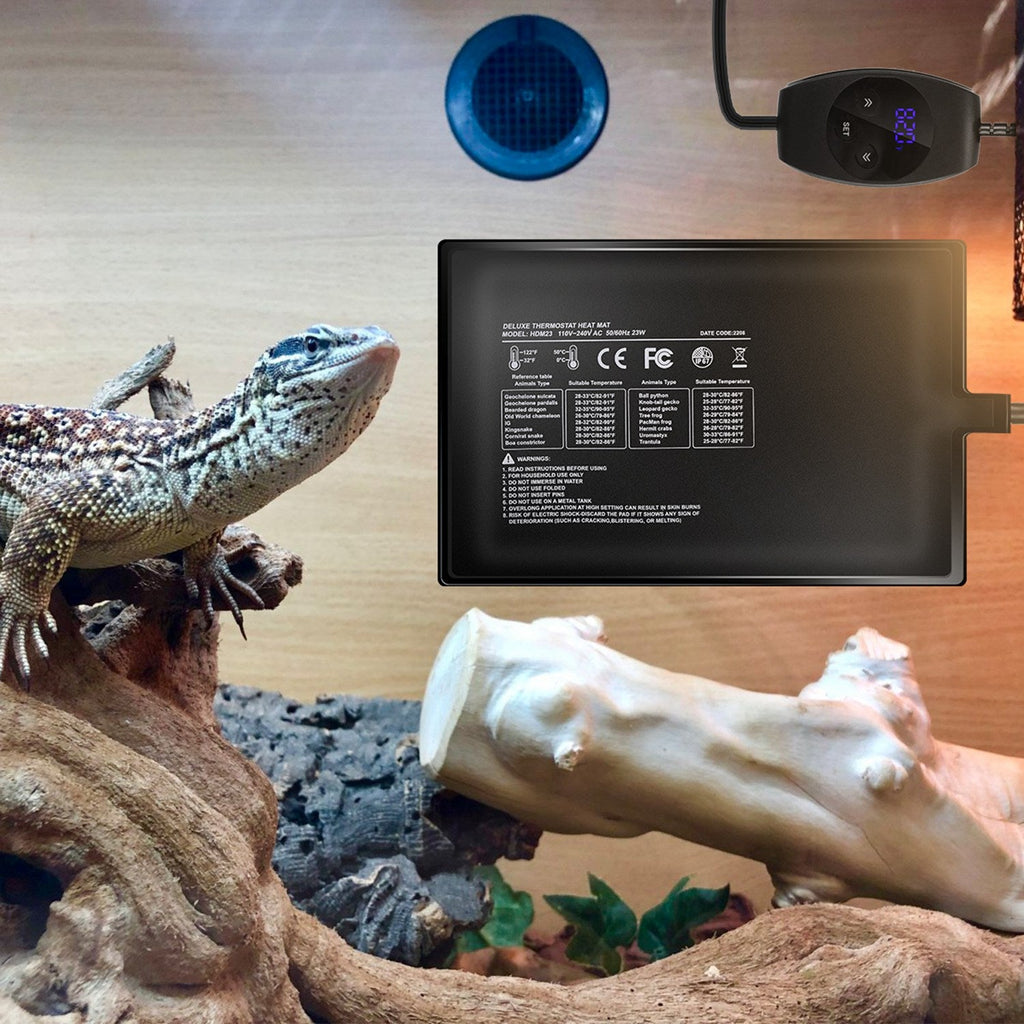 Electric Reptile Heating Pad With 32-122¡F Temperature Adjustment IPX7 Waterproof Timer Setting Under Tank Heating Mat for Lizards Turtles Snake Spide